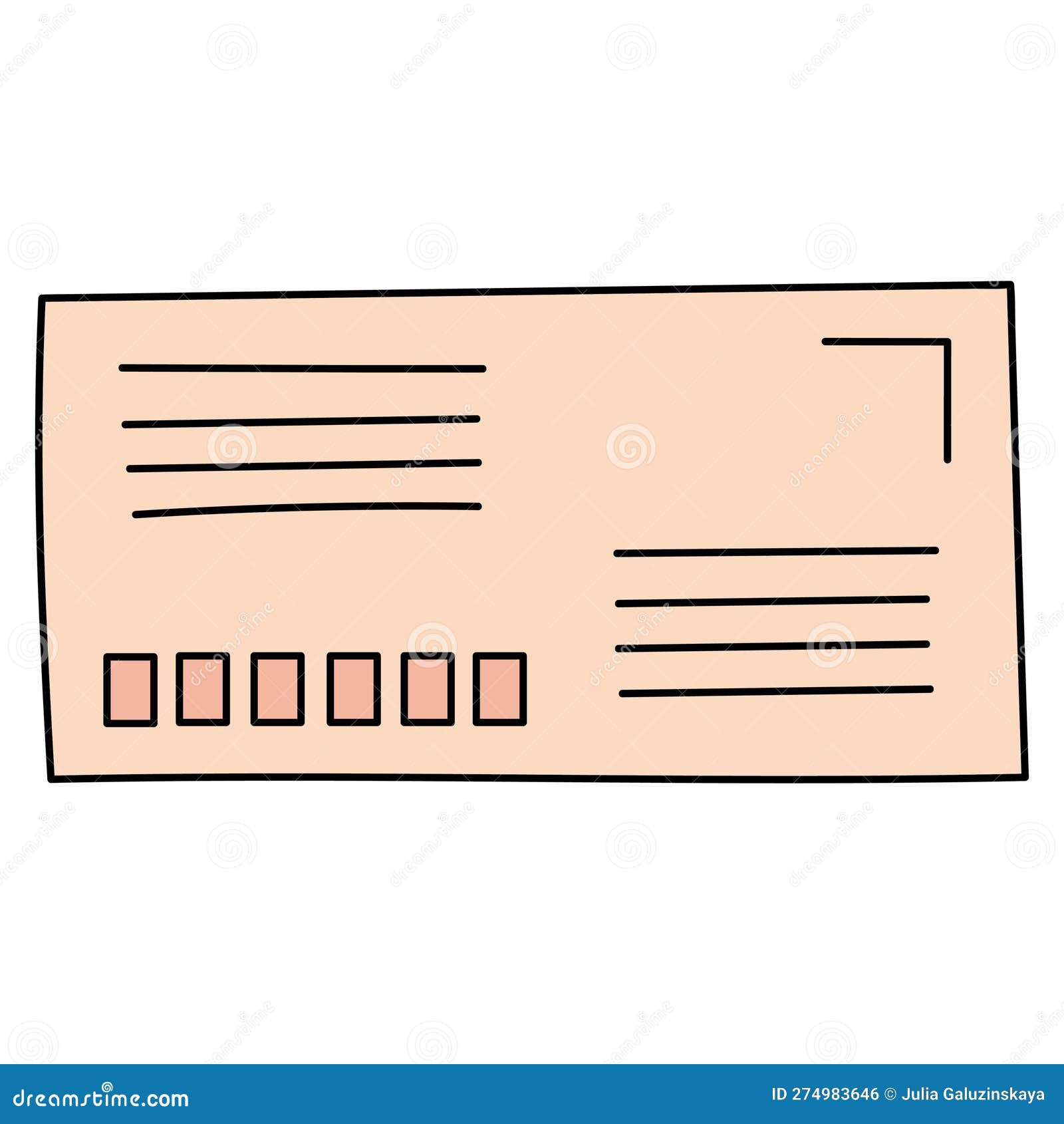 Doodle Envelope with Postage Stamp. Stock Vector Illustration of envelope, stamp 274983646