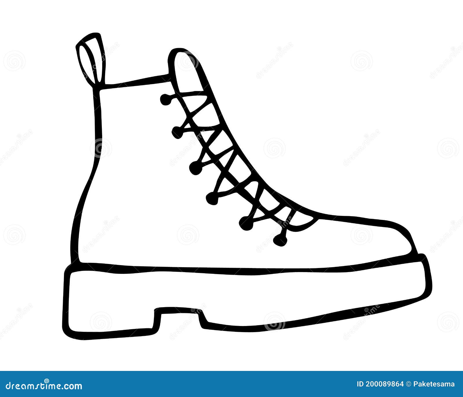 Doodle Fashion Cowboy Boot Hand Drawn in Line Art Style Stock ...