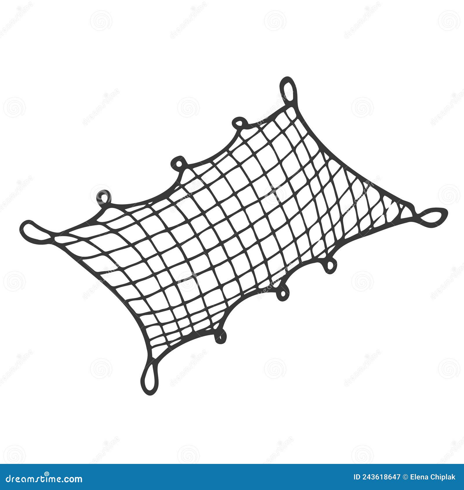 Doodle Fish Net Vector, Hand Drawn Fishing Concept Stock Vector
