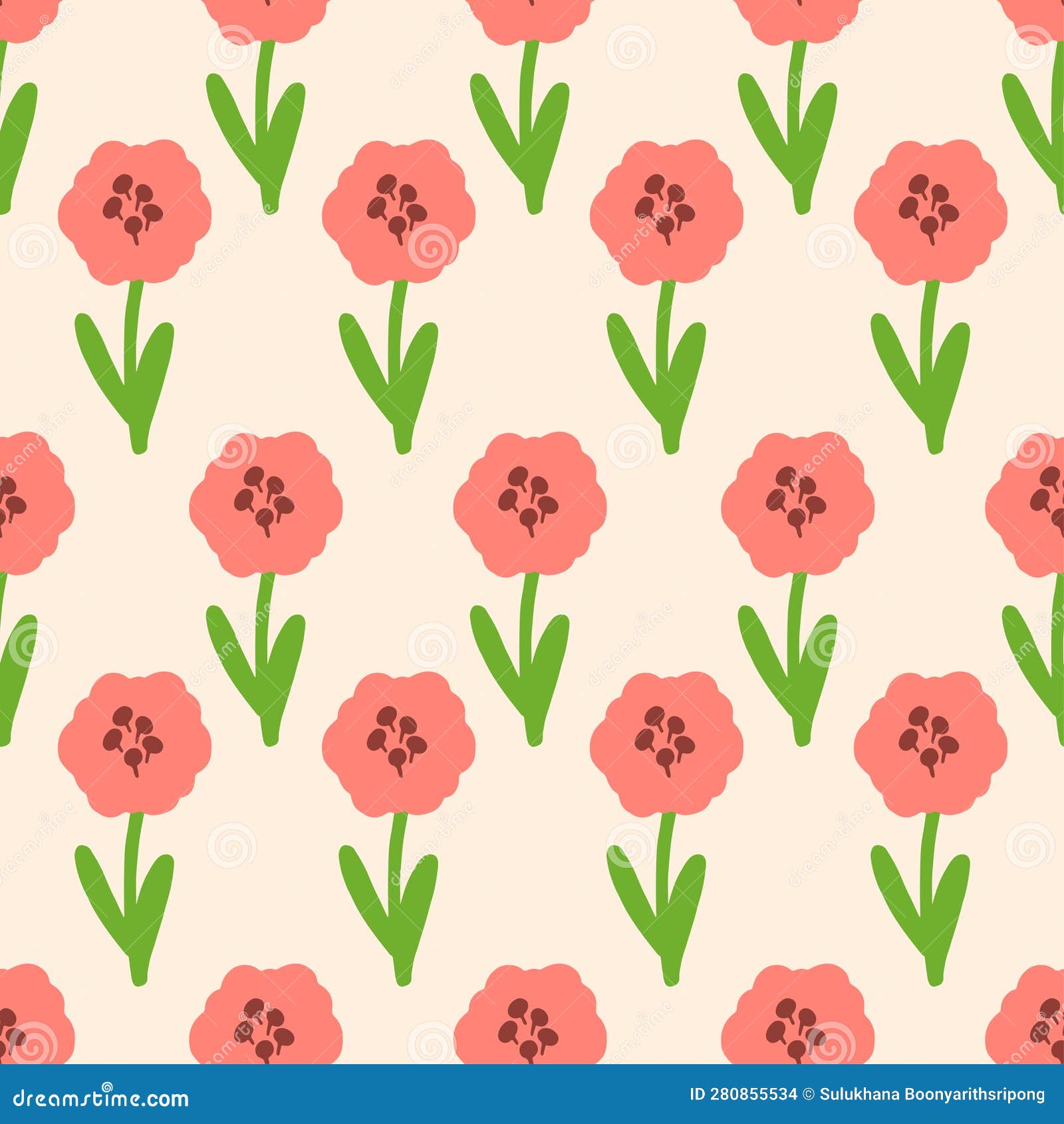 Doodle Flowers Seamless Pattern Bg for Media, Gift, Card, Print and More.  Vector Illustration Stock Vector - Illustration of vector, paper: 280855534
