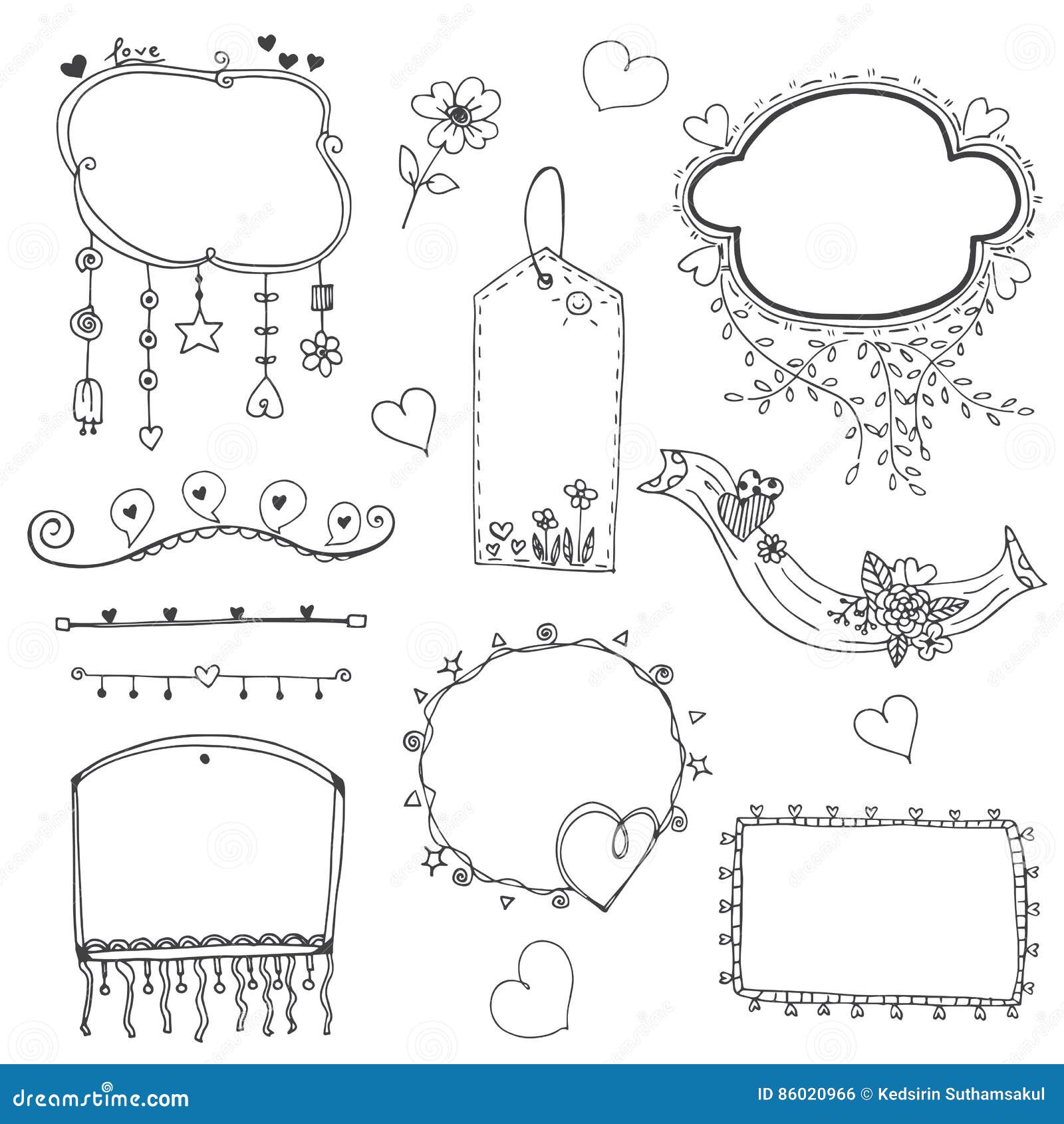 Doodle Frame Vector Freehand Drawing of Love on White Background Stock  Vector - Illustration of ornament, ornate: 86020966