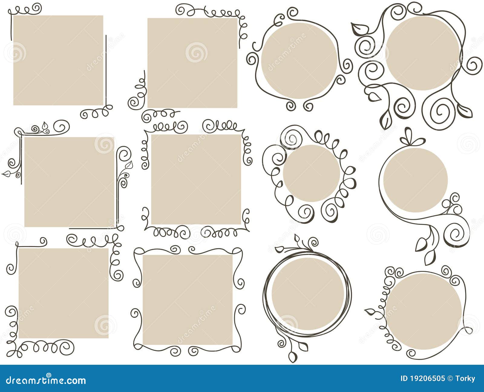Doodle frames set stock vector. Illustration of curl - 19206505