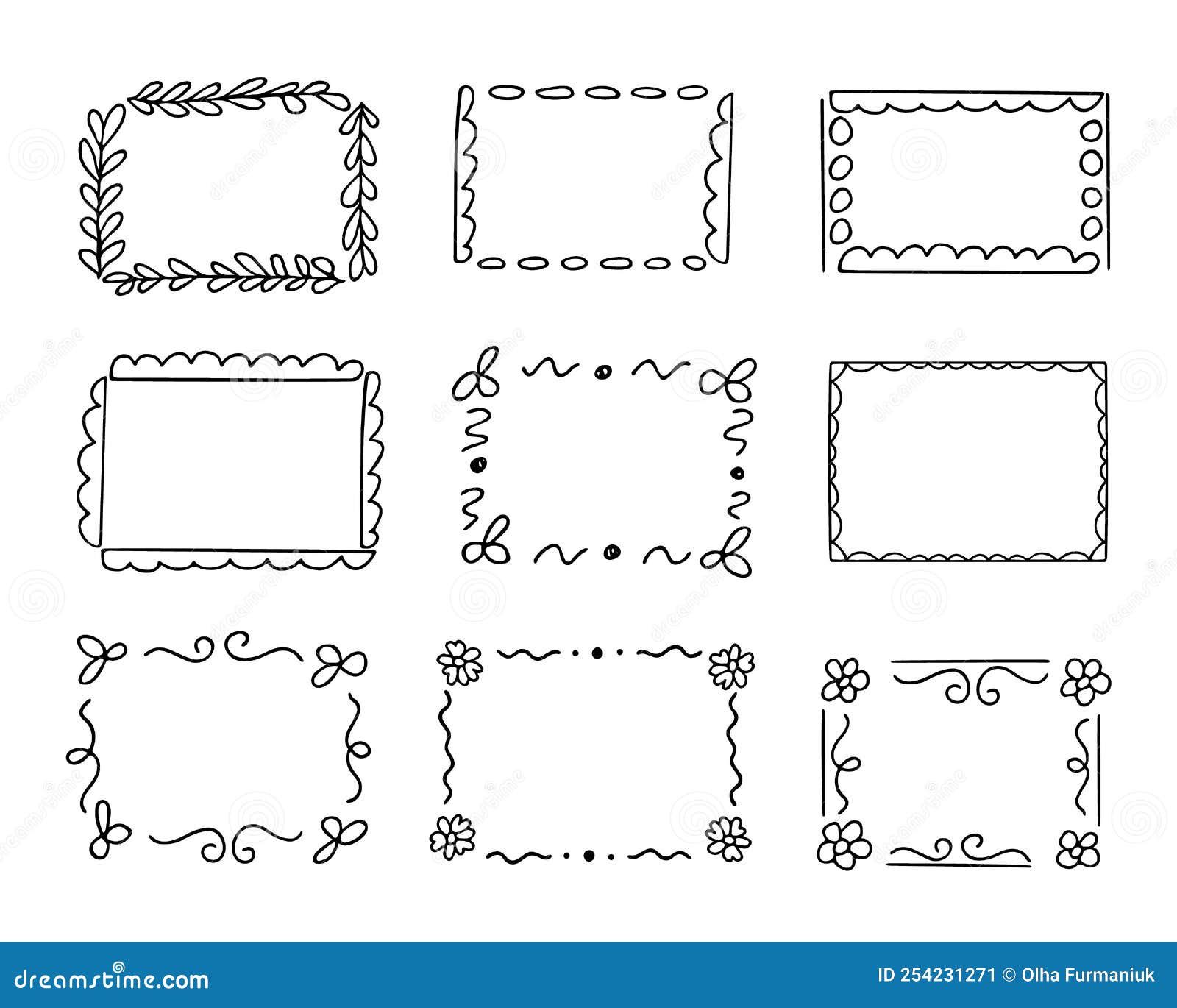 doodle frames set, hand-drawn monograms.edgings and cadres with simple sketchy s for your .. 