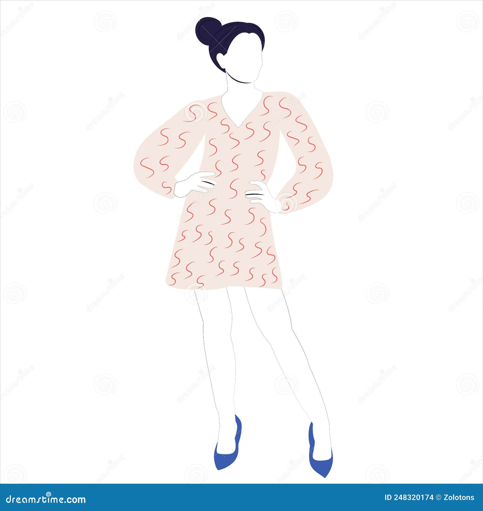Doodle Girl, Sketch, Outline Stock Vector Illustration of girl, black 248320174