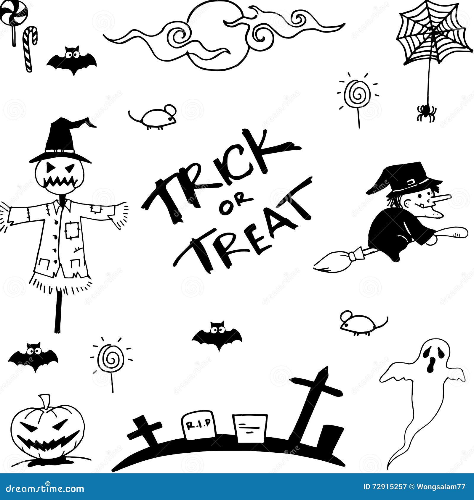 Doodle Of Halloween Vector Art Stock Vector Illustration Of