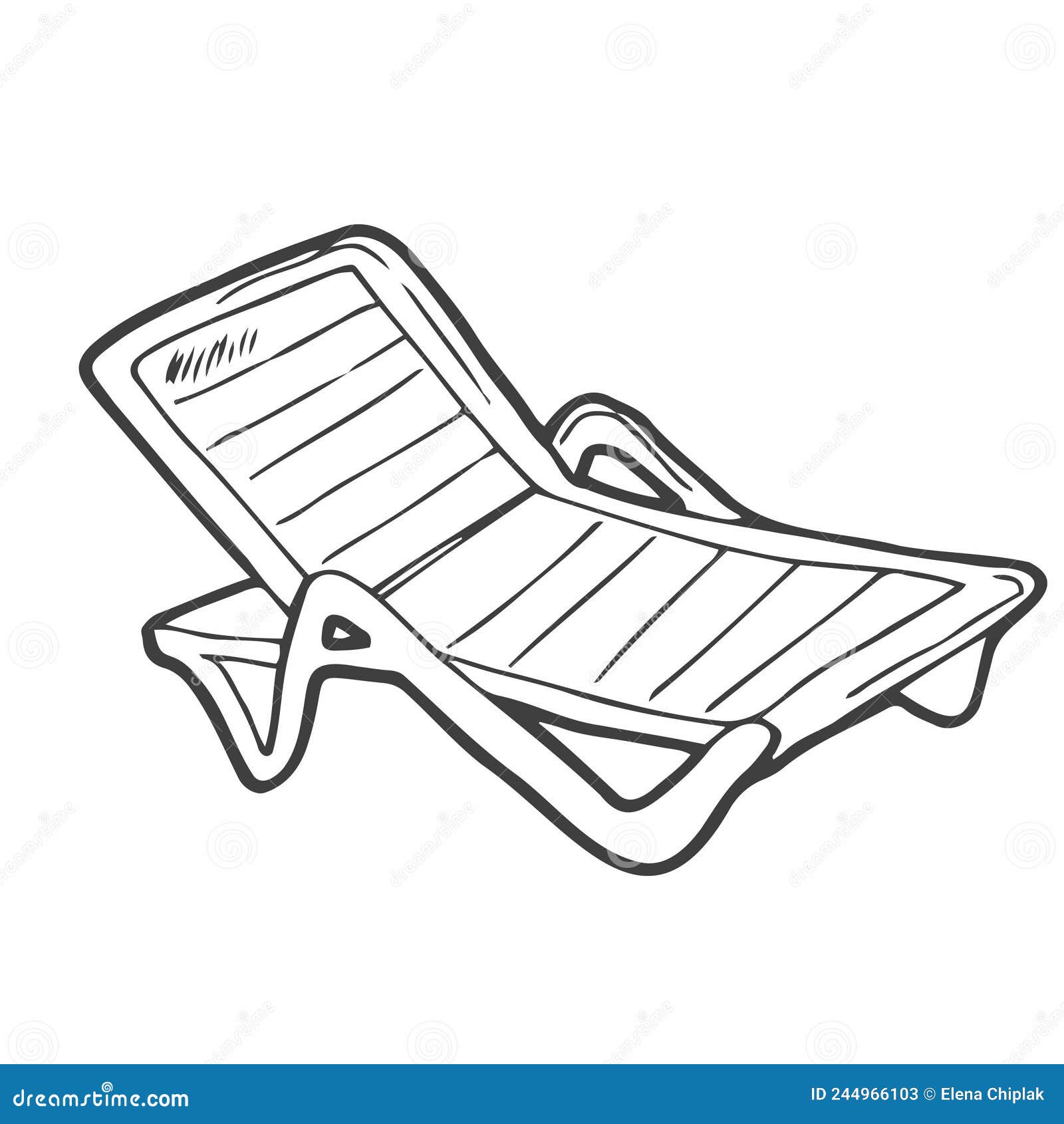 Doodle Hand Drawn Beach Chair. Deck Chair Sketch in Vector Stock Vector ...