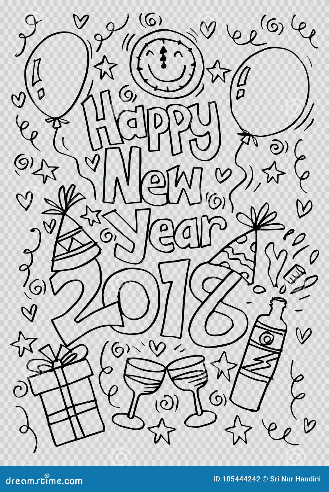 Doodle Of Happy New Year 2018 Stock Vector Illustration Of