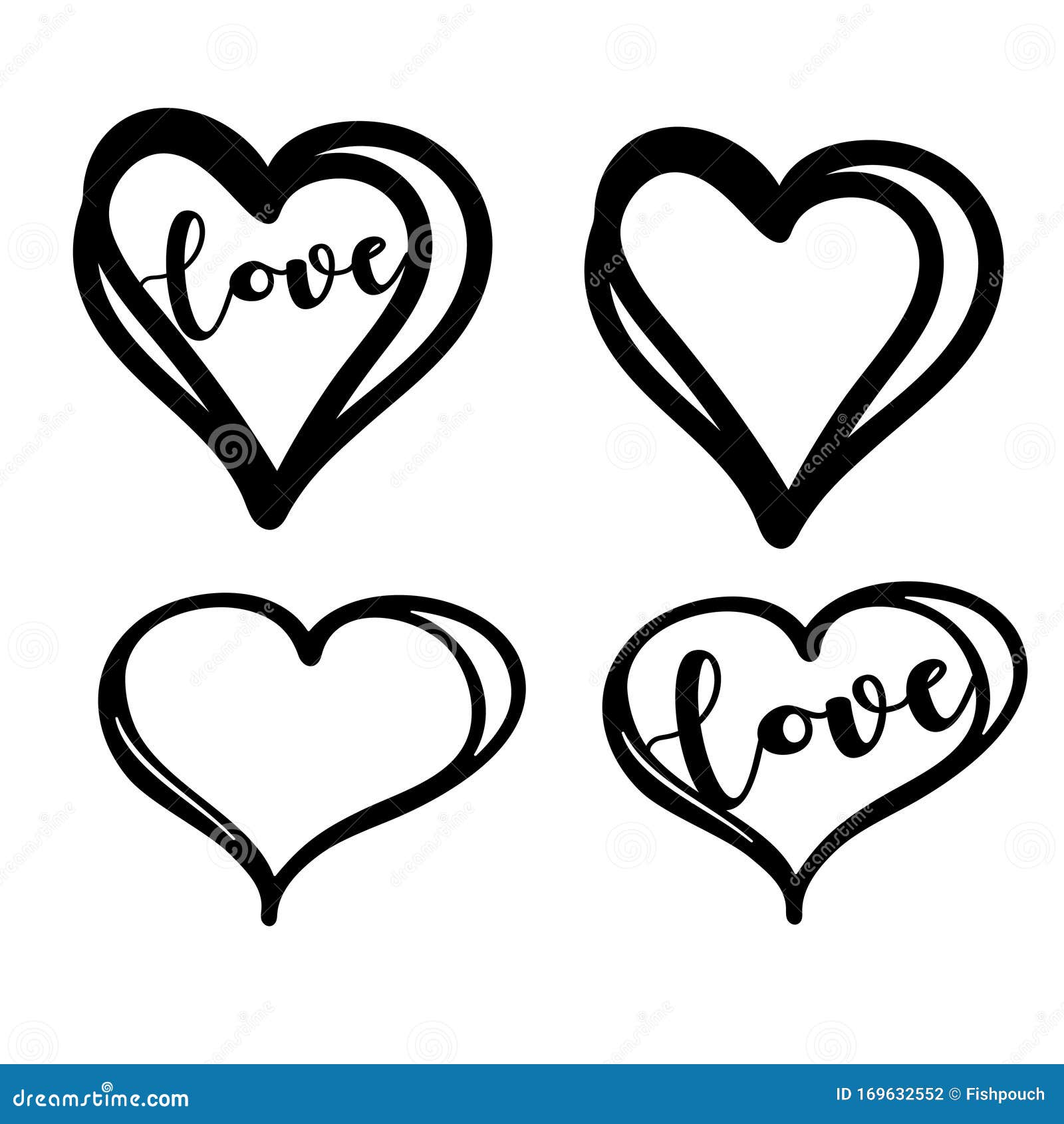 Personalize online this Linear Hand-drawn Hearts Happy Valentine's Day  Desktop Wallpaper template
