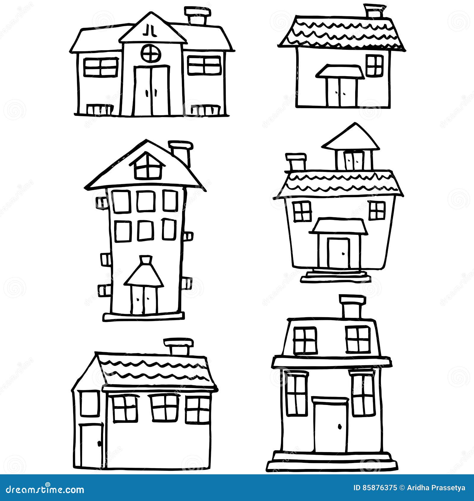 Doodle of House Style Set Collection Stock Vector Illustration of