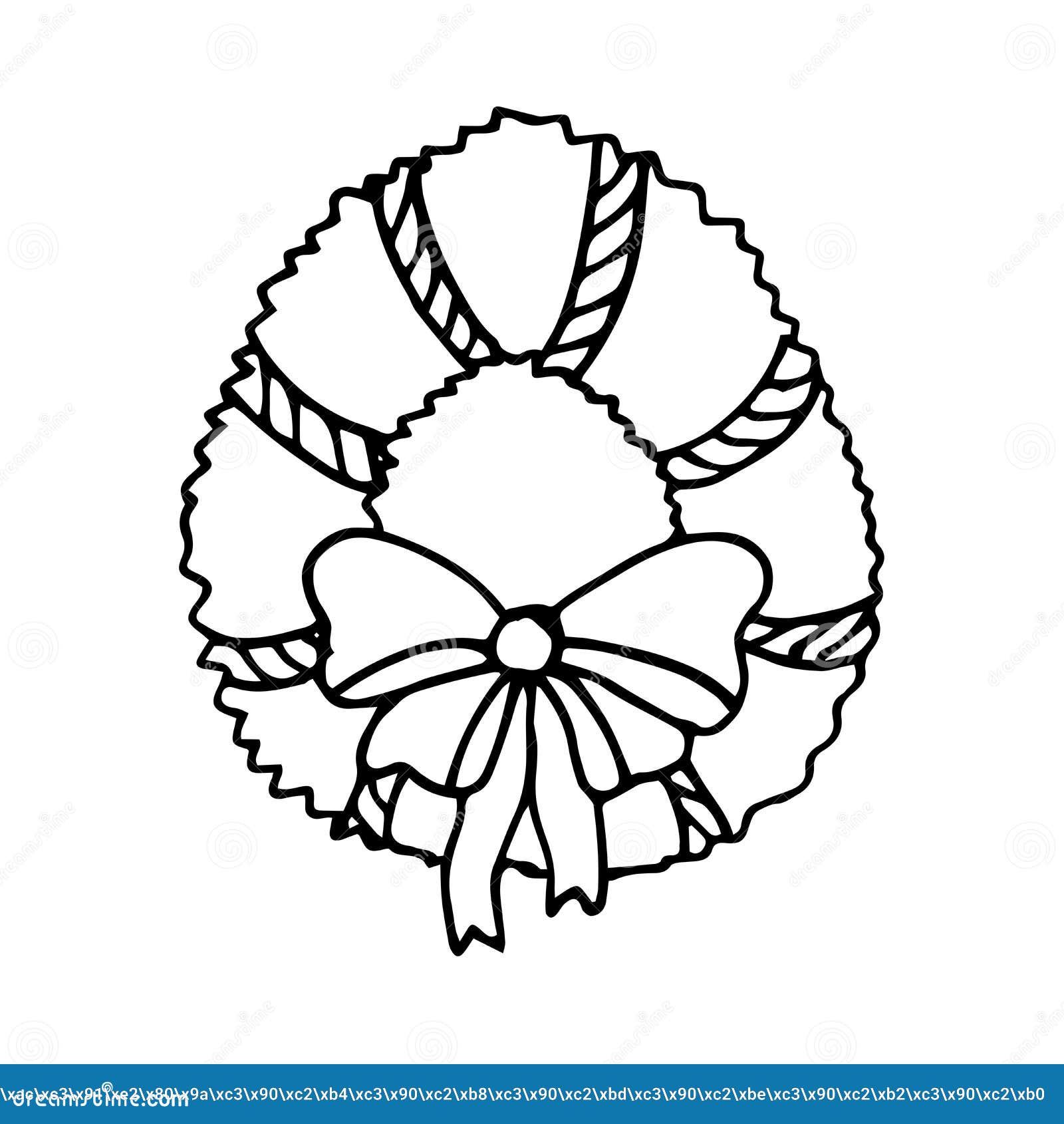 Doodle Illustration of a Christmas Wreath with Bow Stock Vector