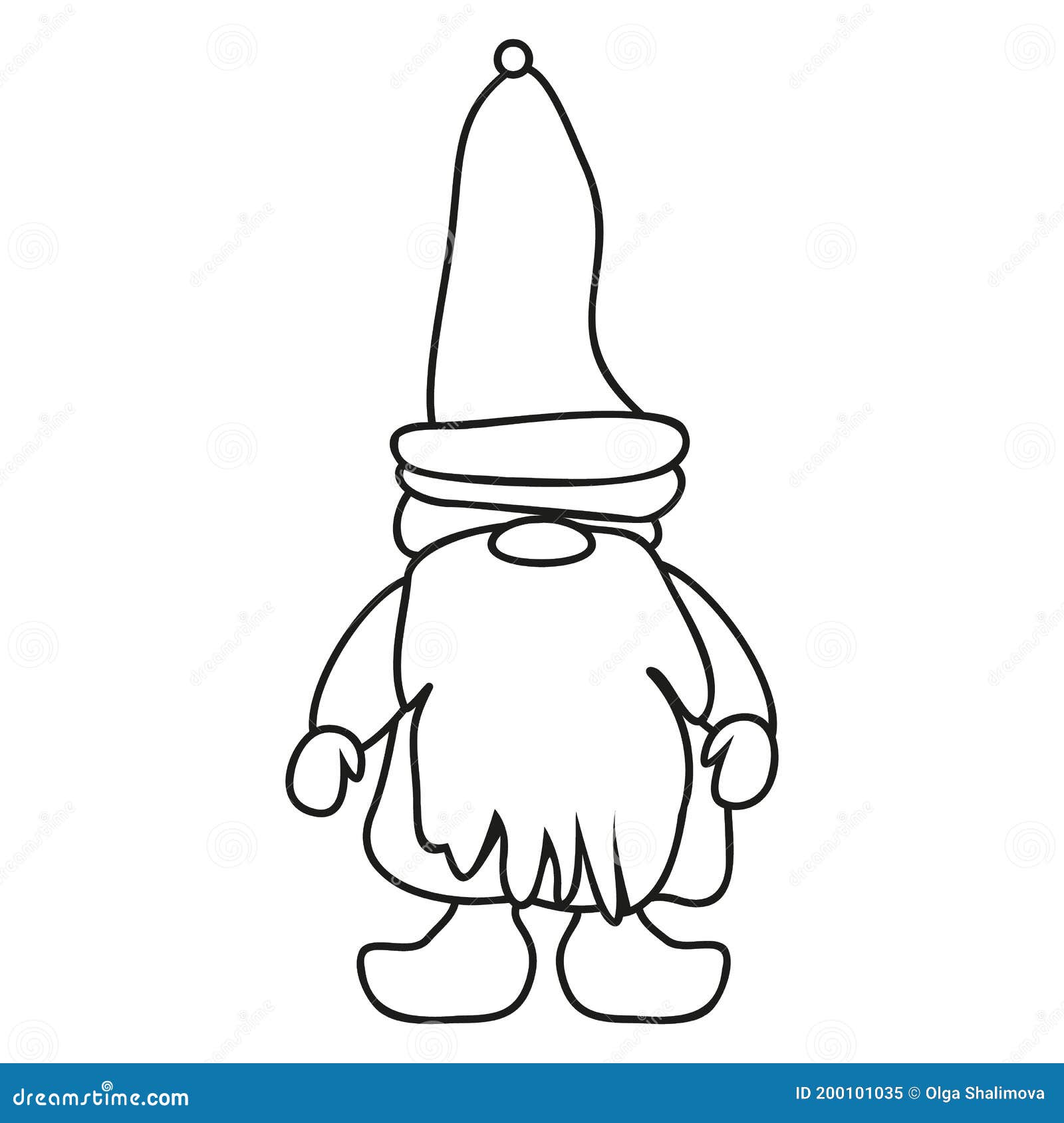 Download Doodle Illustration With Gnome Outline Christmas. Vector ...