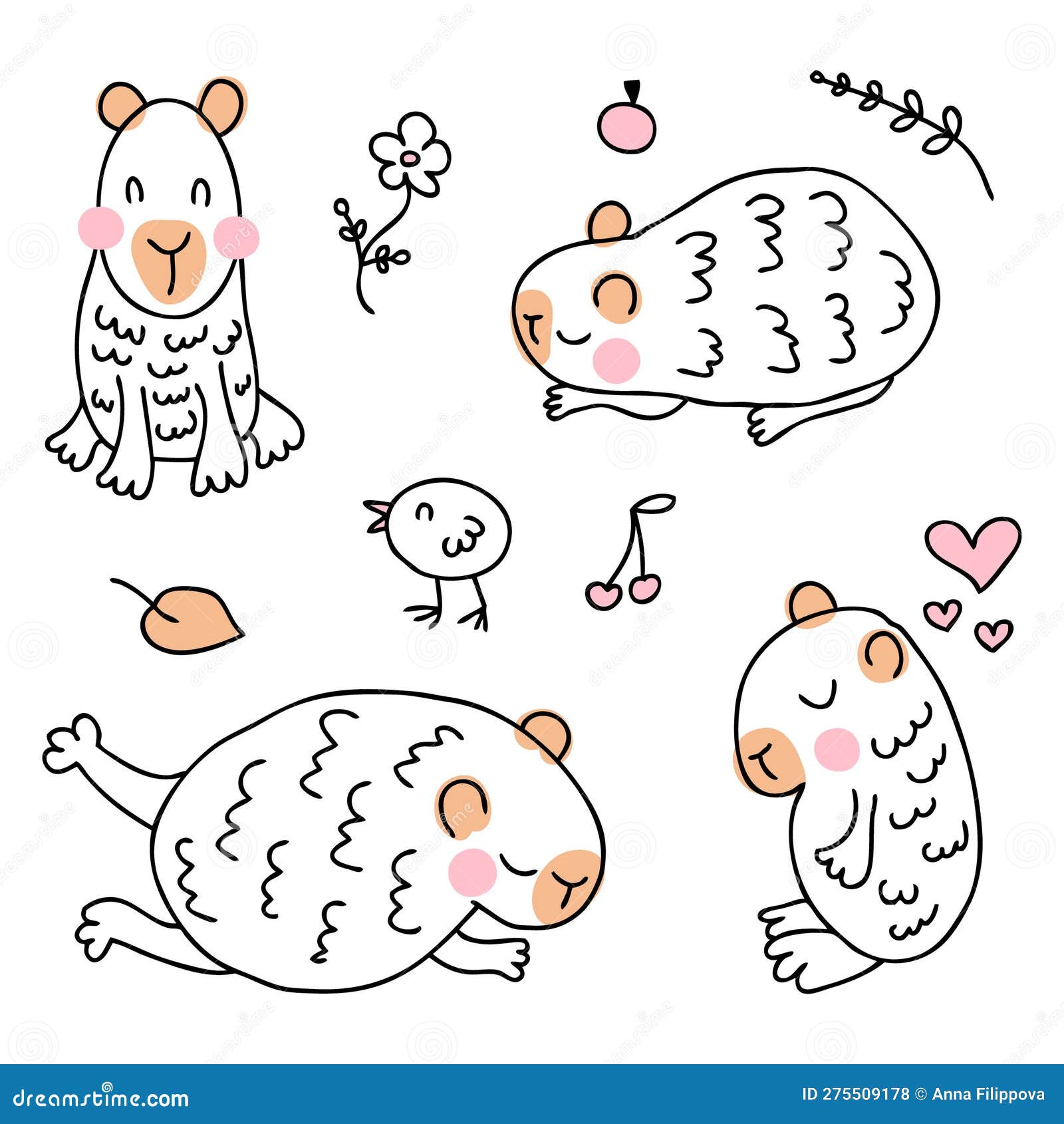 Doodle Kawaii Capybara Sammlung in Freier Handschrift. Perfekt Für Die  Teeaufkleber-Plakatkarte. Isolierte Vektorgrafik Vektor Abbildung -  Illustration von freundlich, flach: 275509178