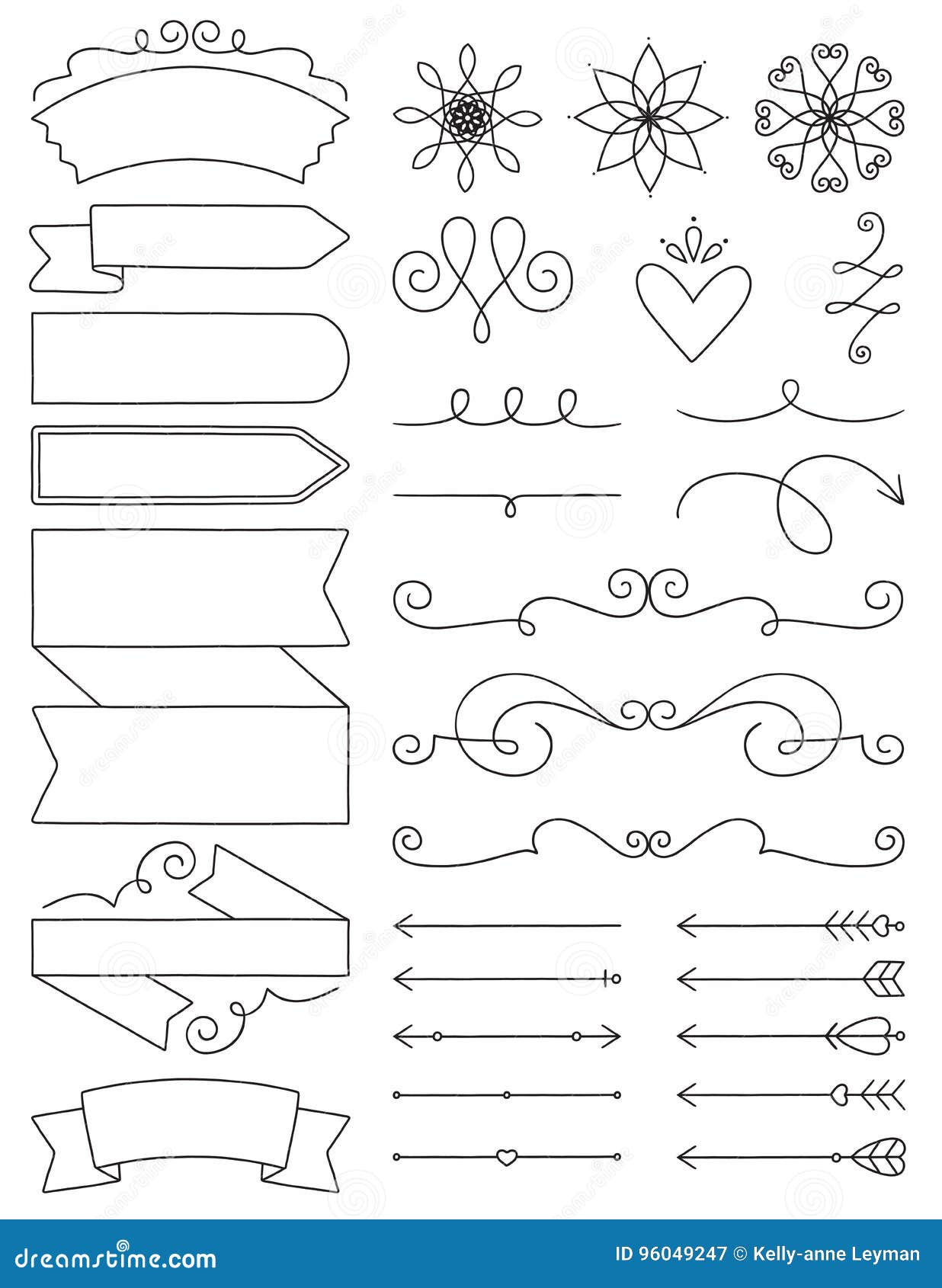 doodle labels, flourishes & arrows