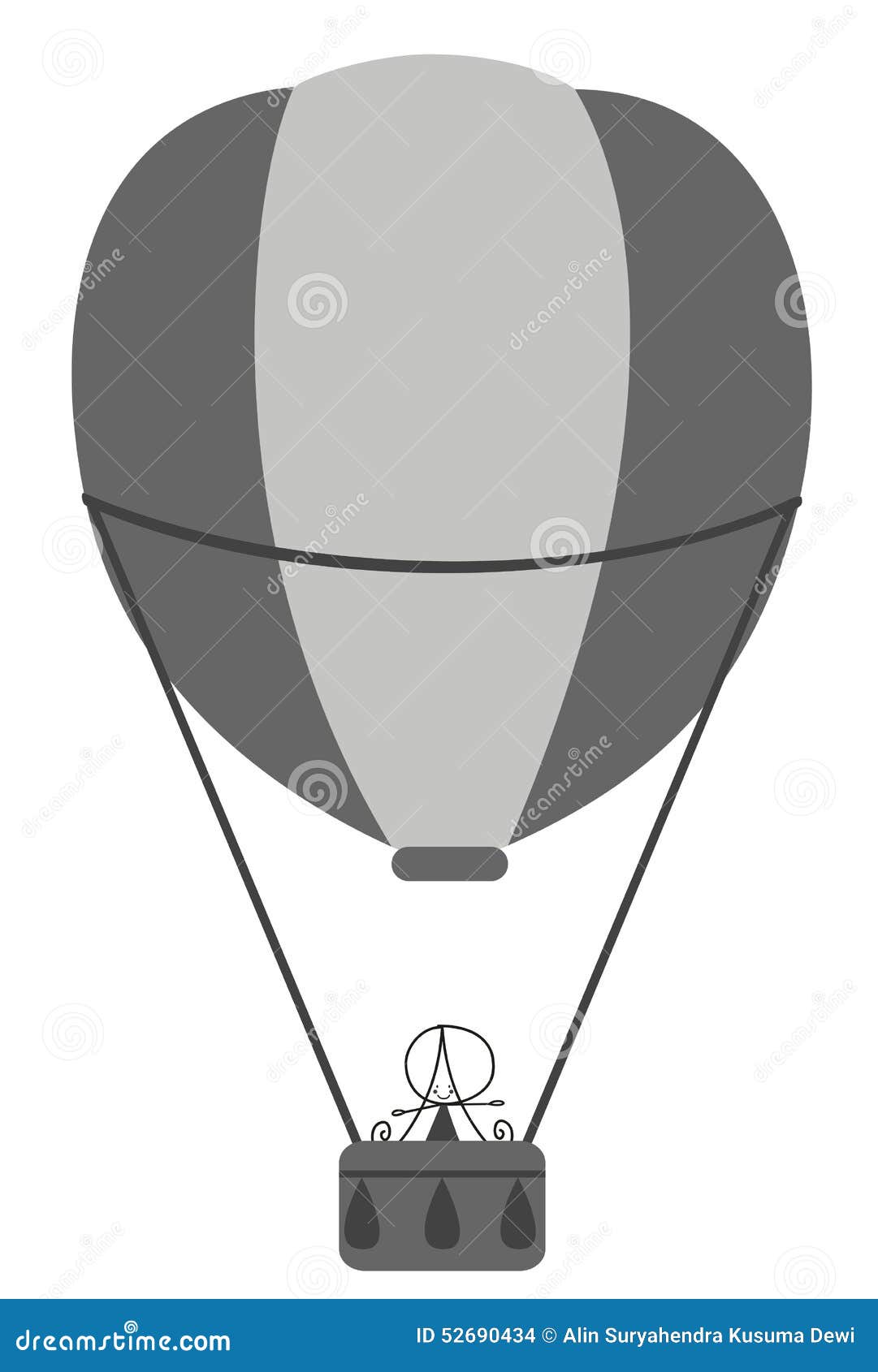 Doodle Little Girl in Hot Air Baloon Stock Vector - Illustration of