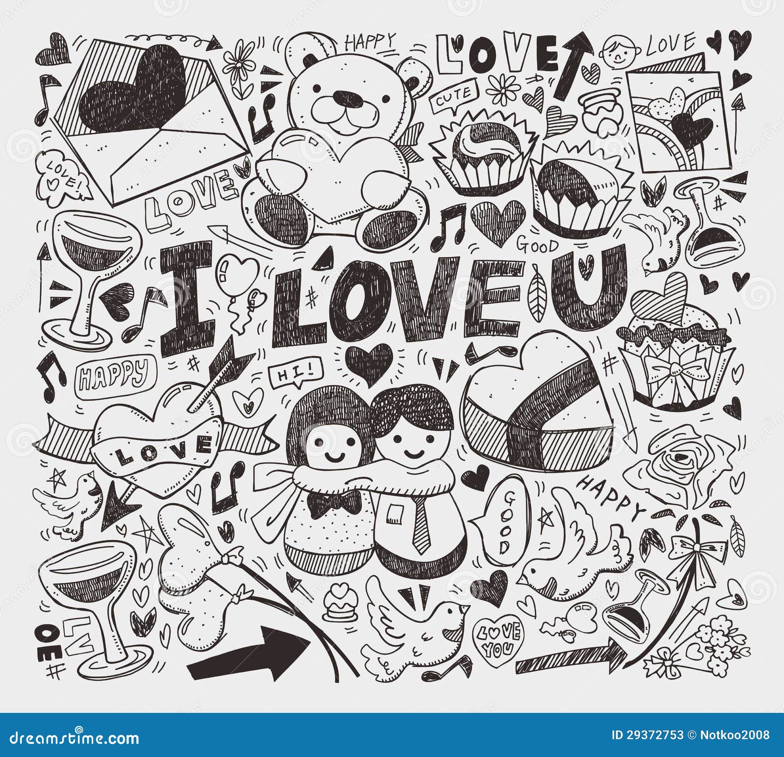 Doodle Love Element Stock Vector Illustration Of Couple 29372753