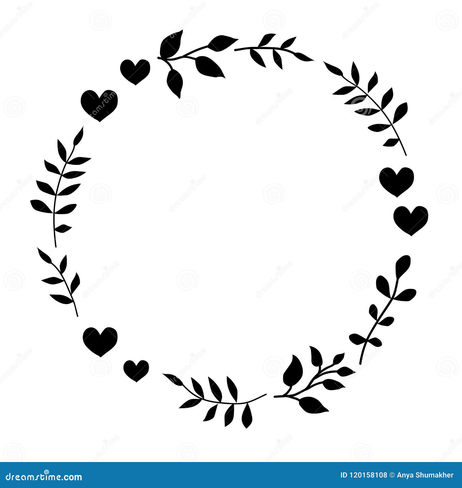 Doodle heart wreath frame vector clipart
