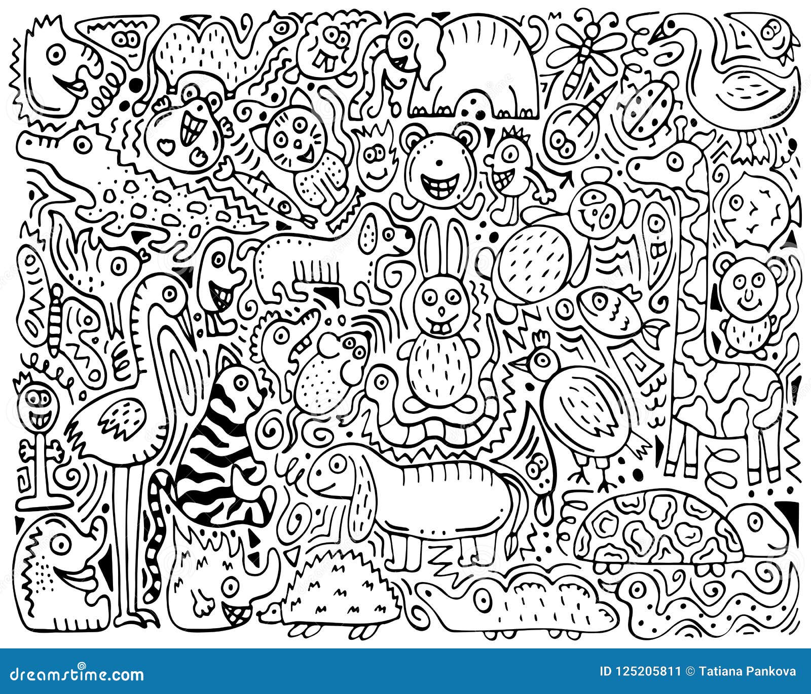 Doodle Monochrome Poster with Hand-drawn Zoo Animals Stock Vector - Illustration of animal, design: 125205811 Doodle Monochrome Poster with Hand-drawn Zoo Animals Stock Vector - Illustration of animal, design: 125205811