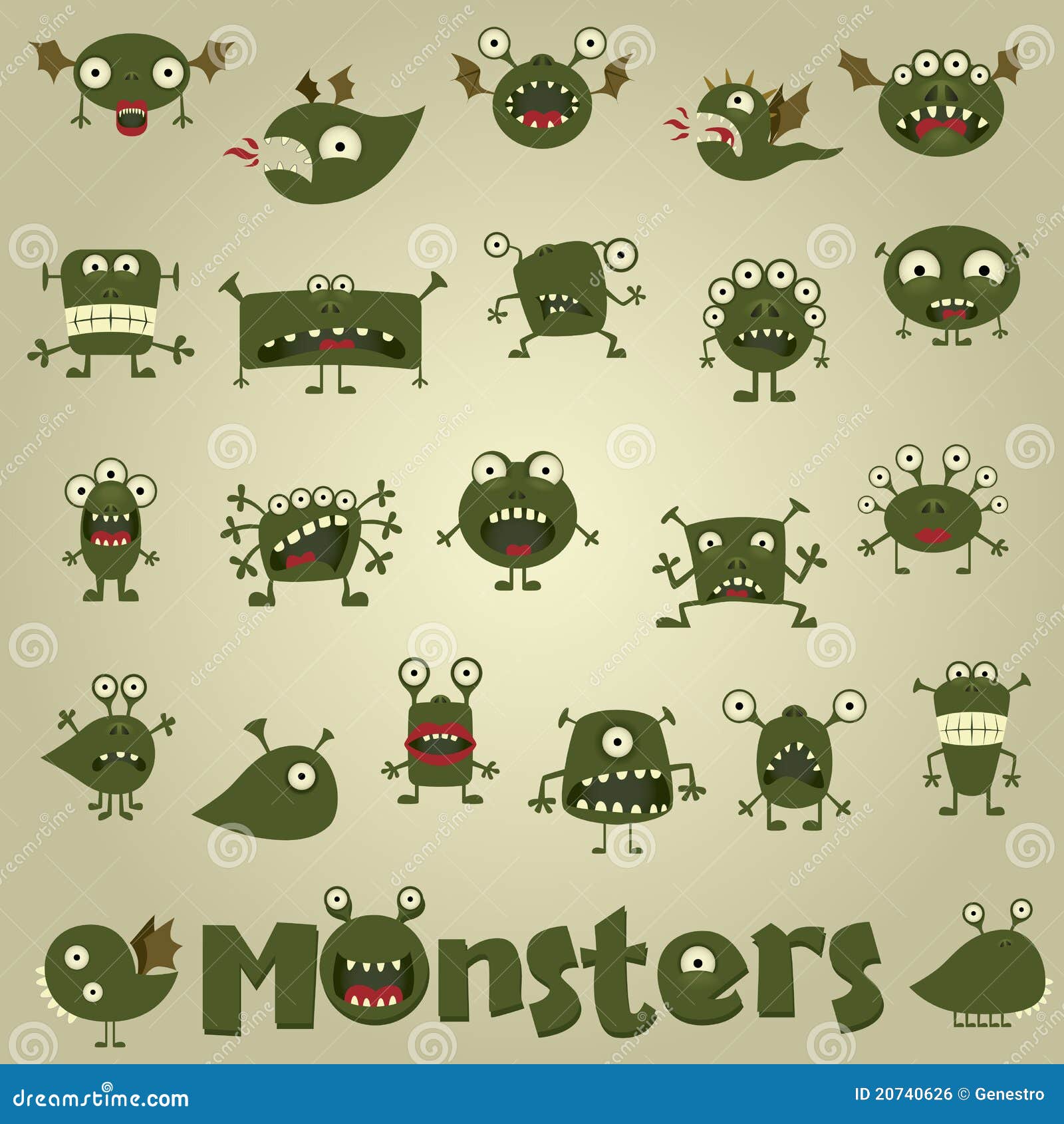 Free Vector  Doodle monsters set