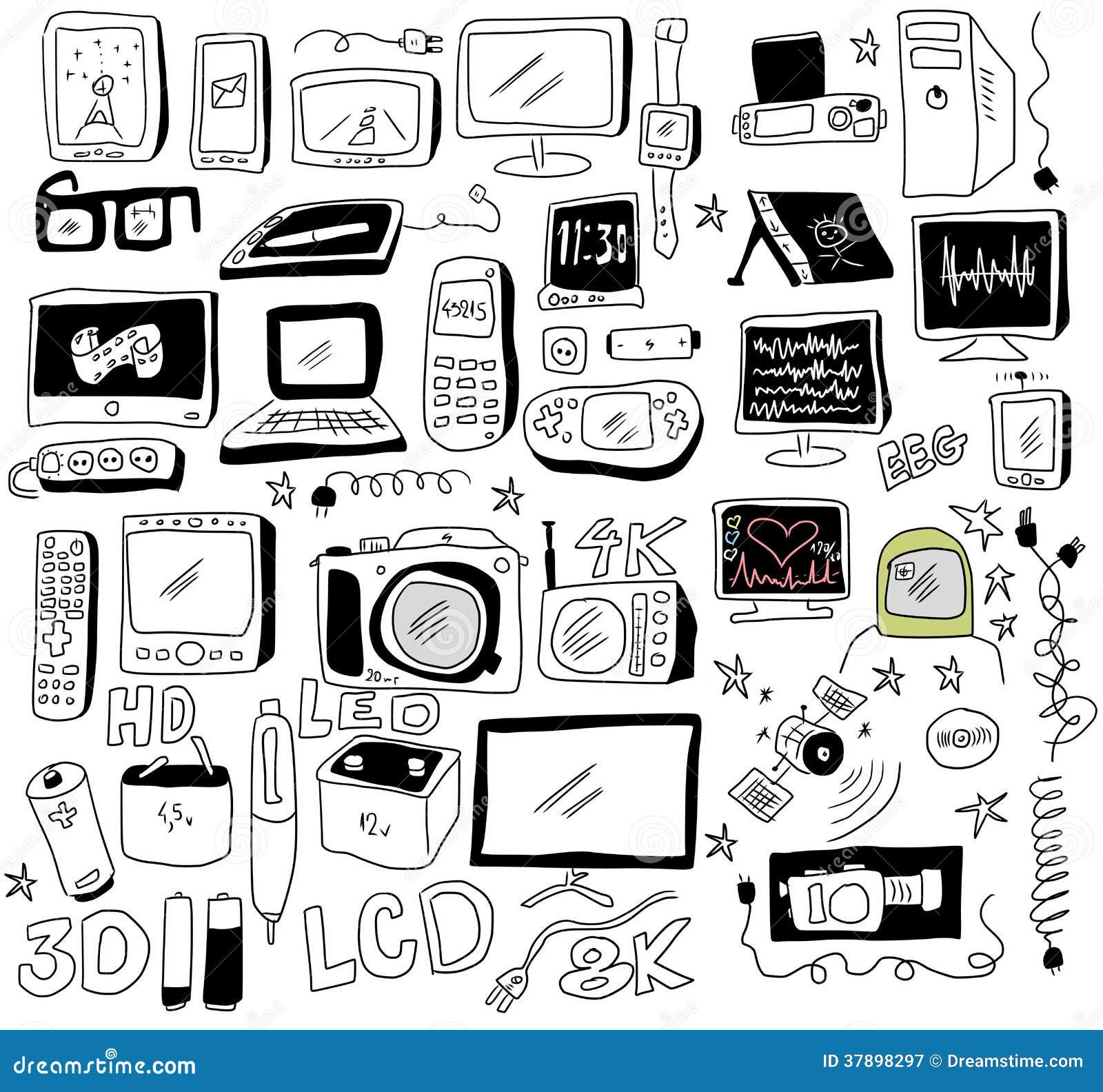Doodle New Technology Stock Illustration Illustration Of Phone