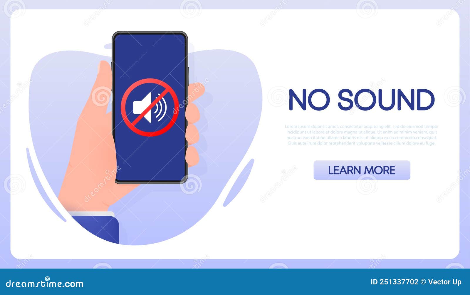 Doodle No Sound Smartphone Hand. Flat Vector Illustration Stock Vector