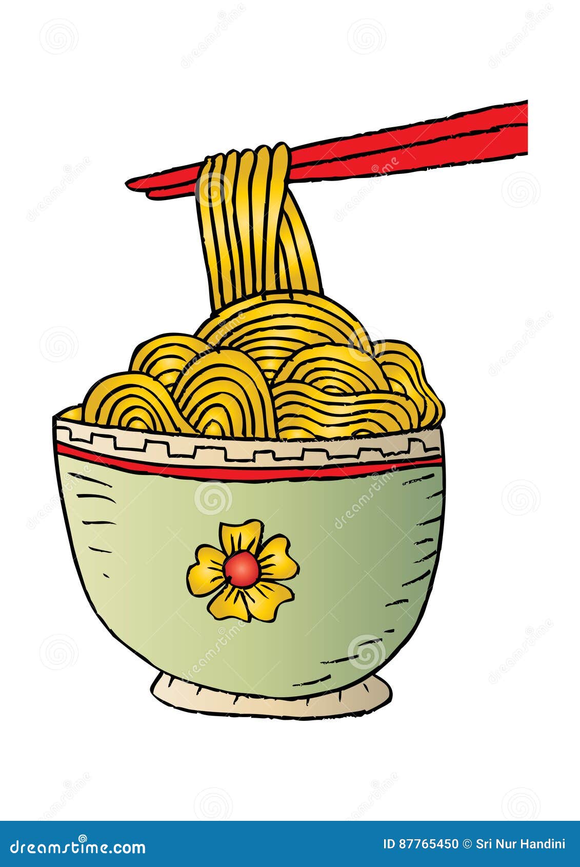 Doodle Noodle at Bowl and Stick Stock Illustration Illustration of asia, gourmet 87765450