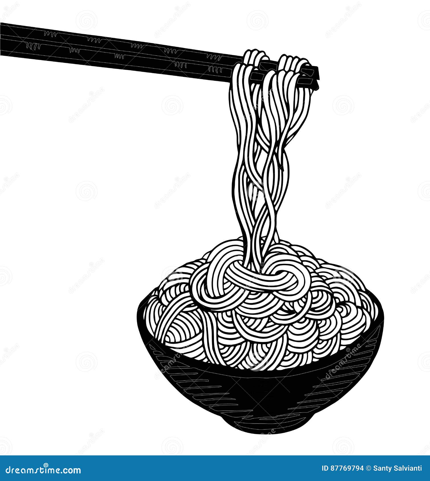 Doodle noodle hand drawing stock vector. Illustration of isolated