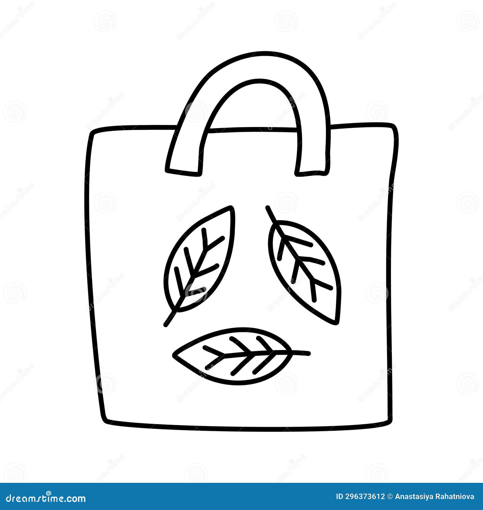 Doodle Picture of a Reusable Bag. Hand Drawn Vector Illustration Stock