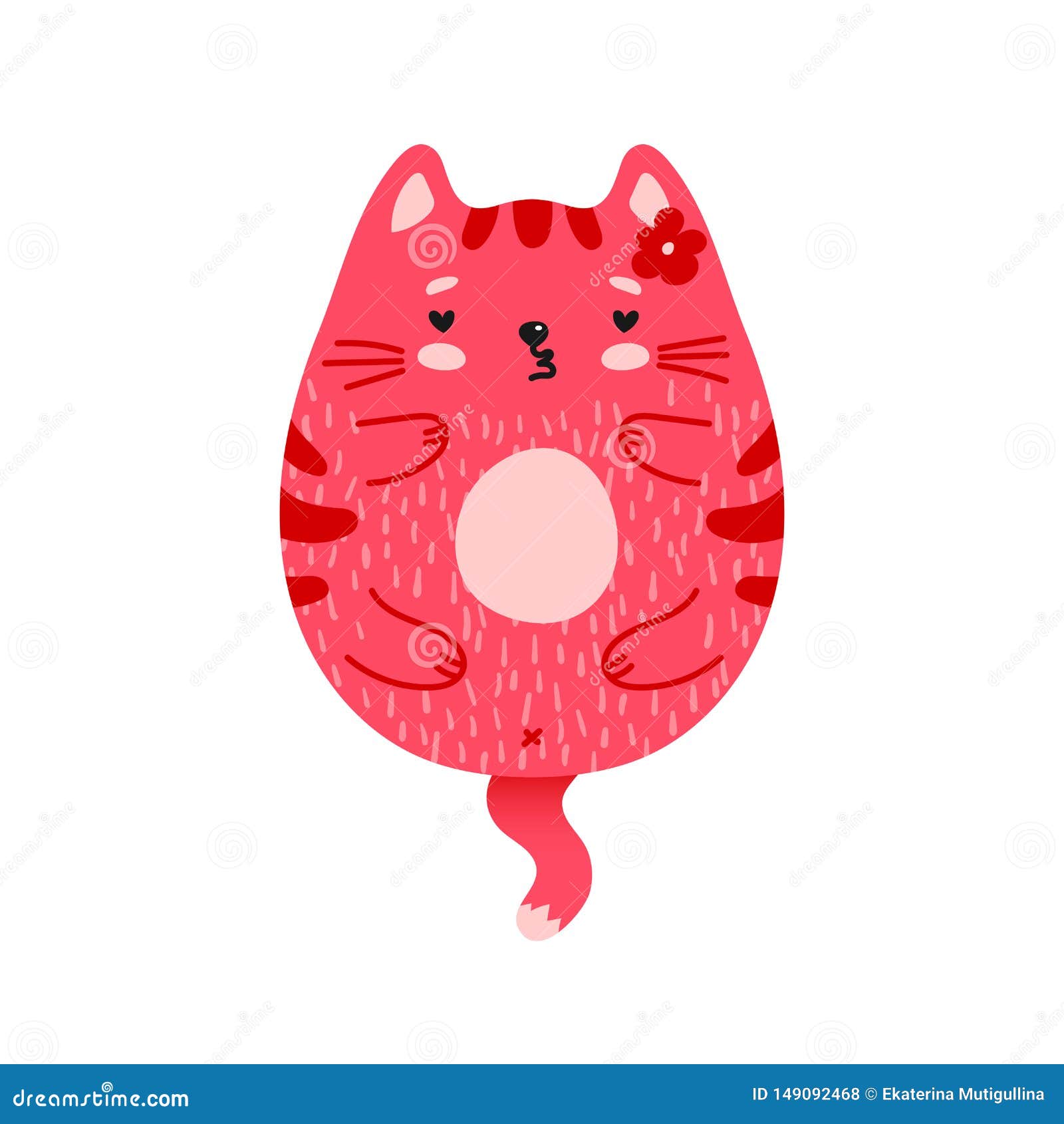 Set of cute funny cat heads in doodle style. Vector hand drawn