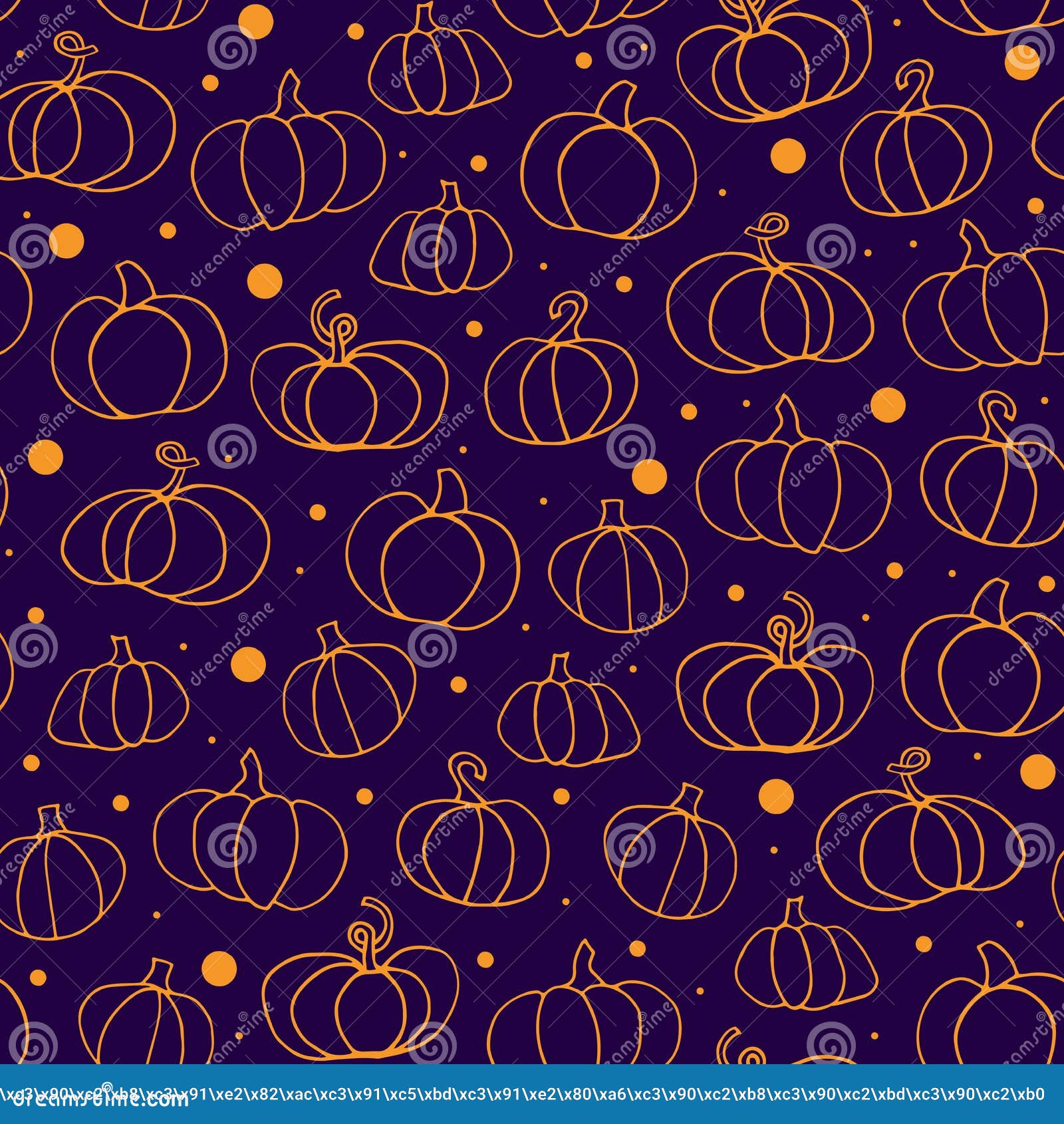 Doodle Pumpkin Seamless Pattern. Hand Drawn Vegetables Stock Vector ...