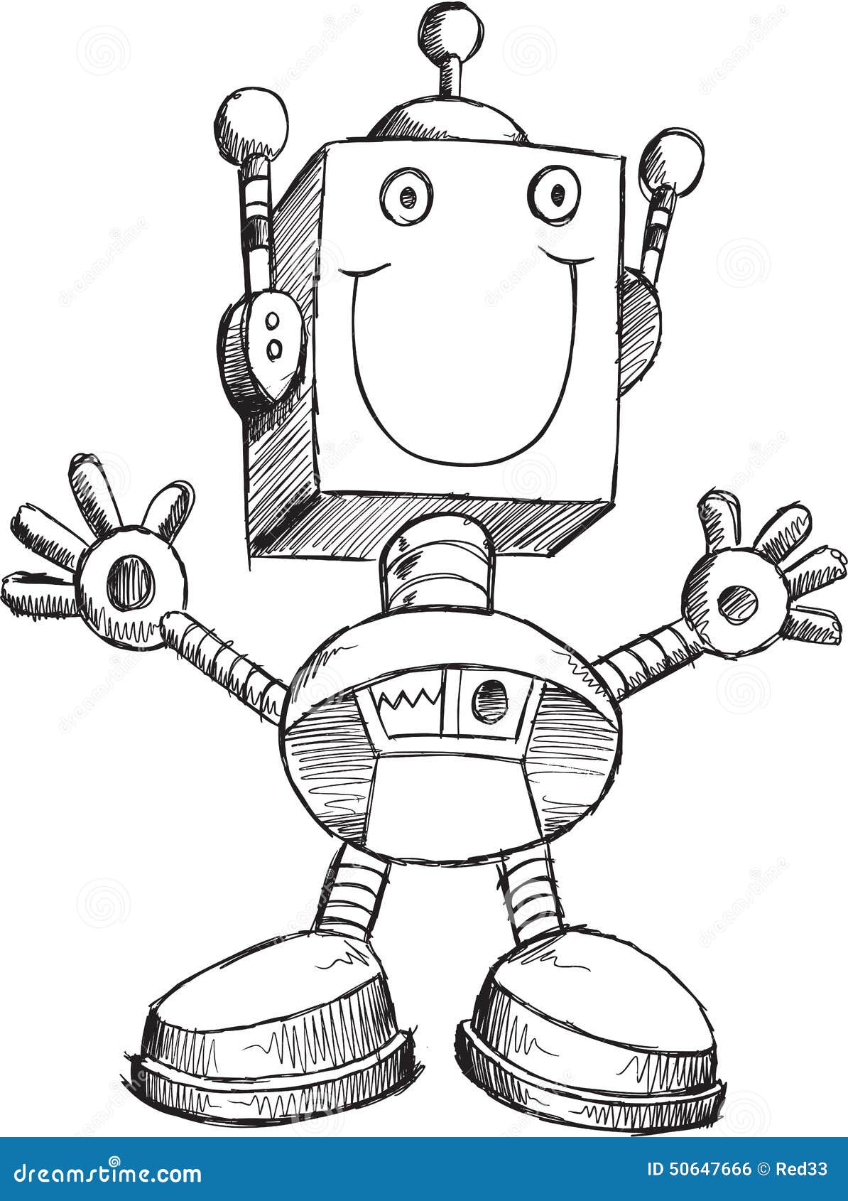 Doodle Robot Vector Stock Vector Illustration Of Technology 50647666