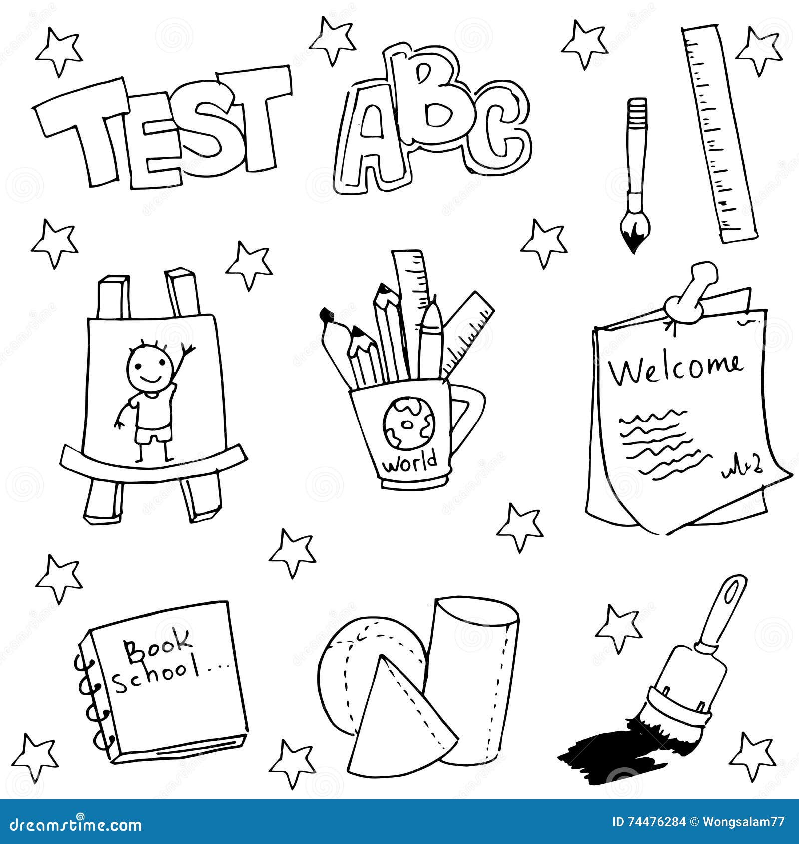 Doodle Of School Tools With Hand Draw Stock Vector Illustration Of