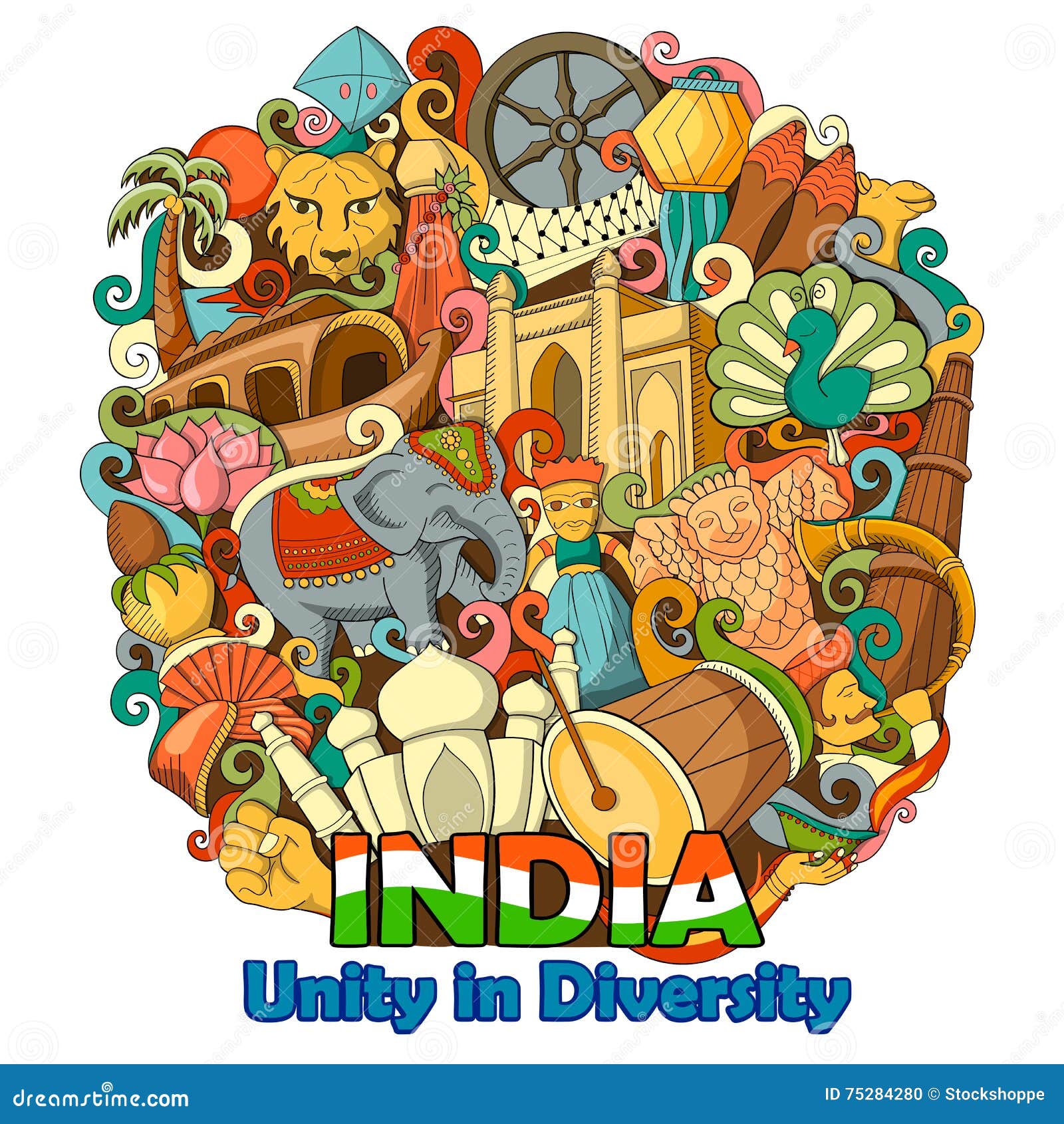 India Map Black Calligraphy Text And Doodle Elements Indian Culture Vector  Illustration Design Happy Republic Day India Independence Celebrations With  26th January Stock Illustration - Download Image Now - iStock