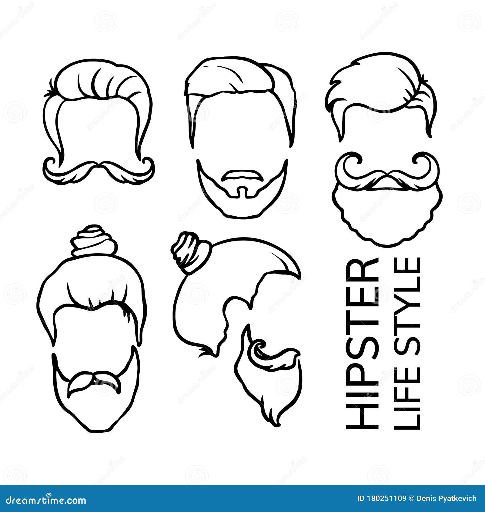 Doodle Sketch Beard and Men`s Hairstyles Stock Vector - Illustration of  doodle, elegant: 180251109
