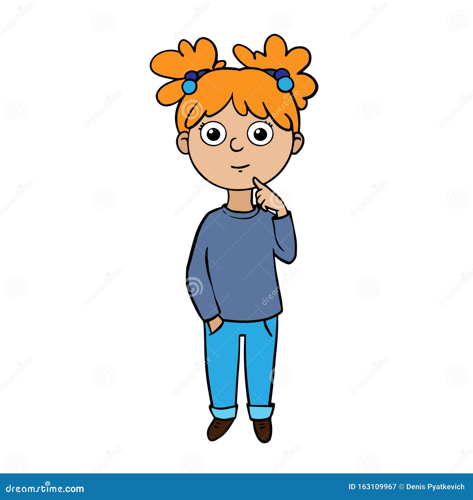 Doodle Sketch Girl. a Cartoon Illustration of a Child Thinking Stock Vector  - Illustration of message, female: 163109967