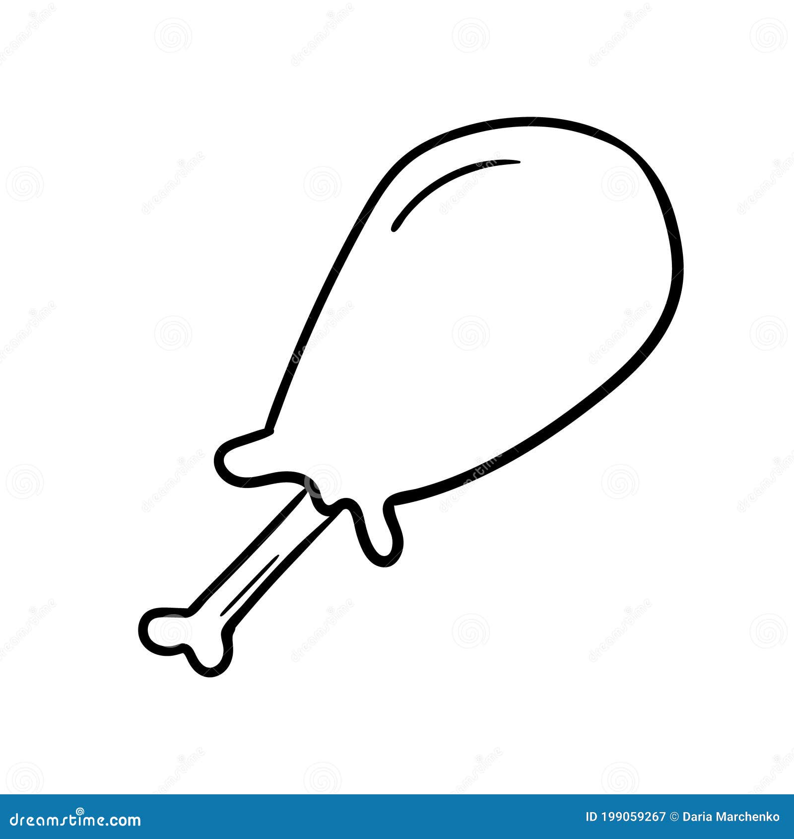 Doodle Style Chicken or Turkey Drumstick Sketch in Vector Format