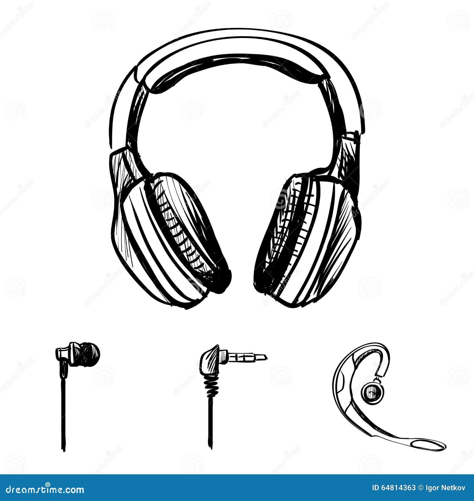 Doodle style headphones stock vector. Illustration of design 64814363