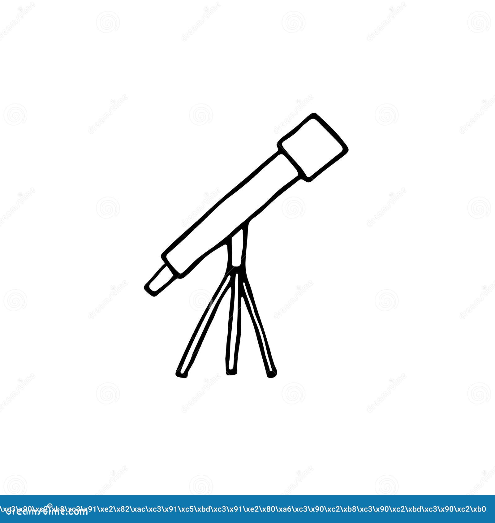 Doodle Telescope Image. Outline Scope Vector Illustration Stock Vector