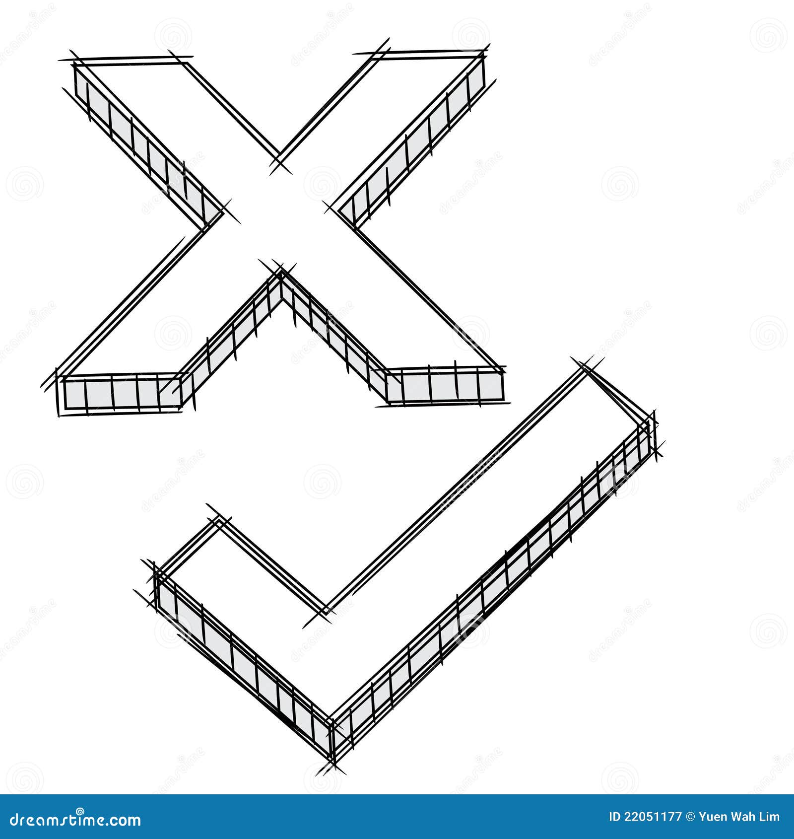 Doodle of tick and cross stock vector. Illustration of