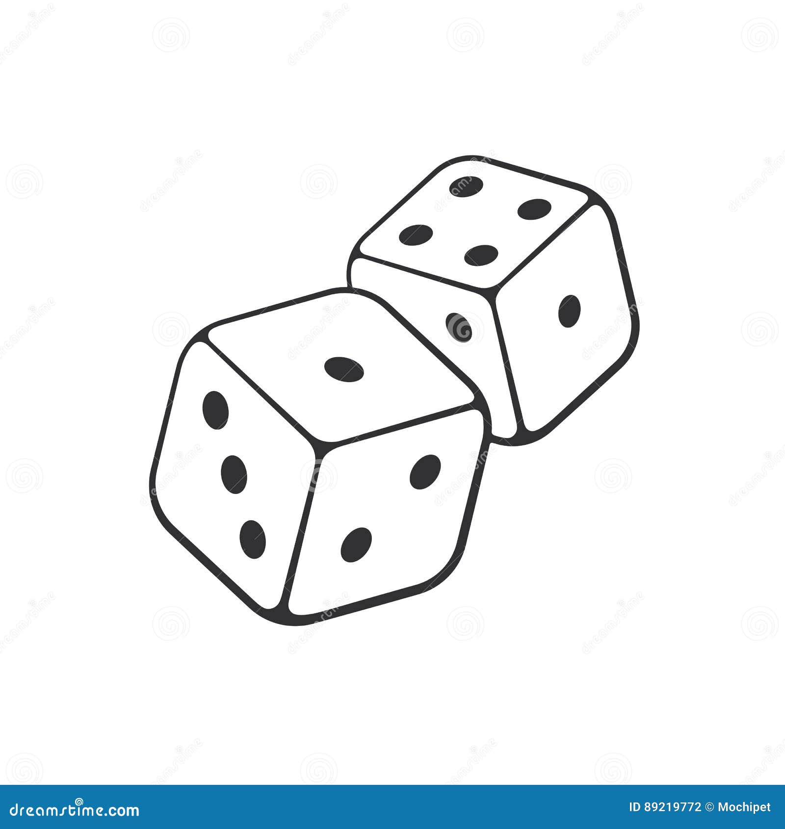 doodle of two dice with contour