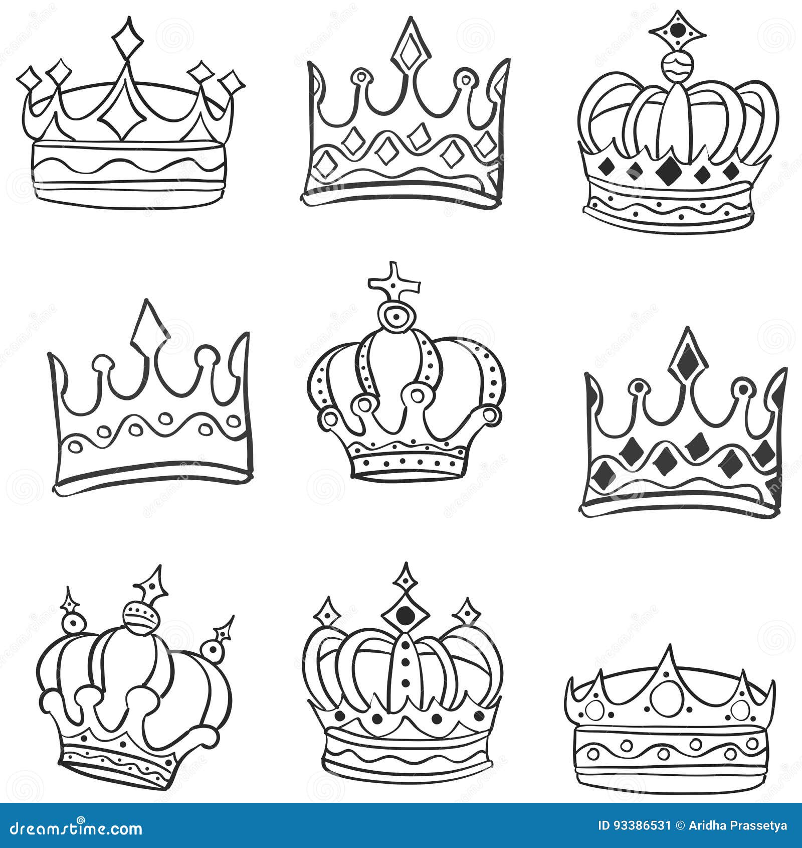 Doodle of Various Crowns Hand Draw Stock Vector - Illustration of ...