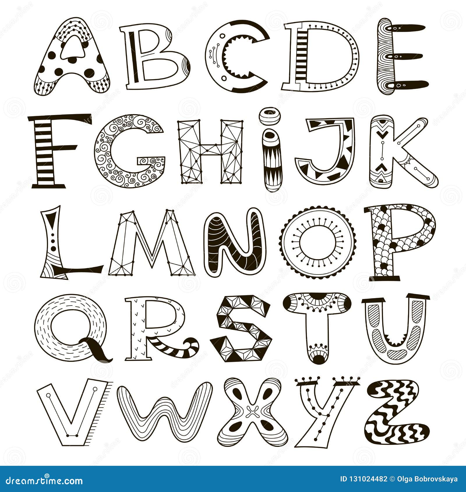 Doodle Vector Alphabet, Letters Set Stock Vector - Illustration of ...