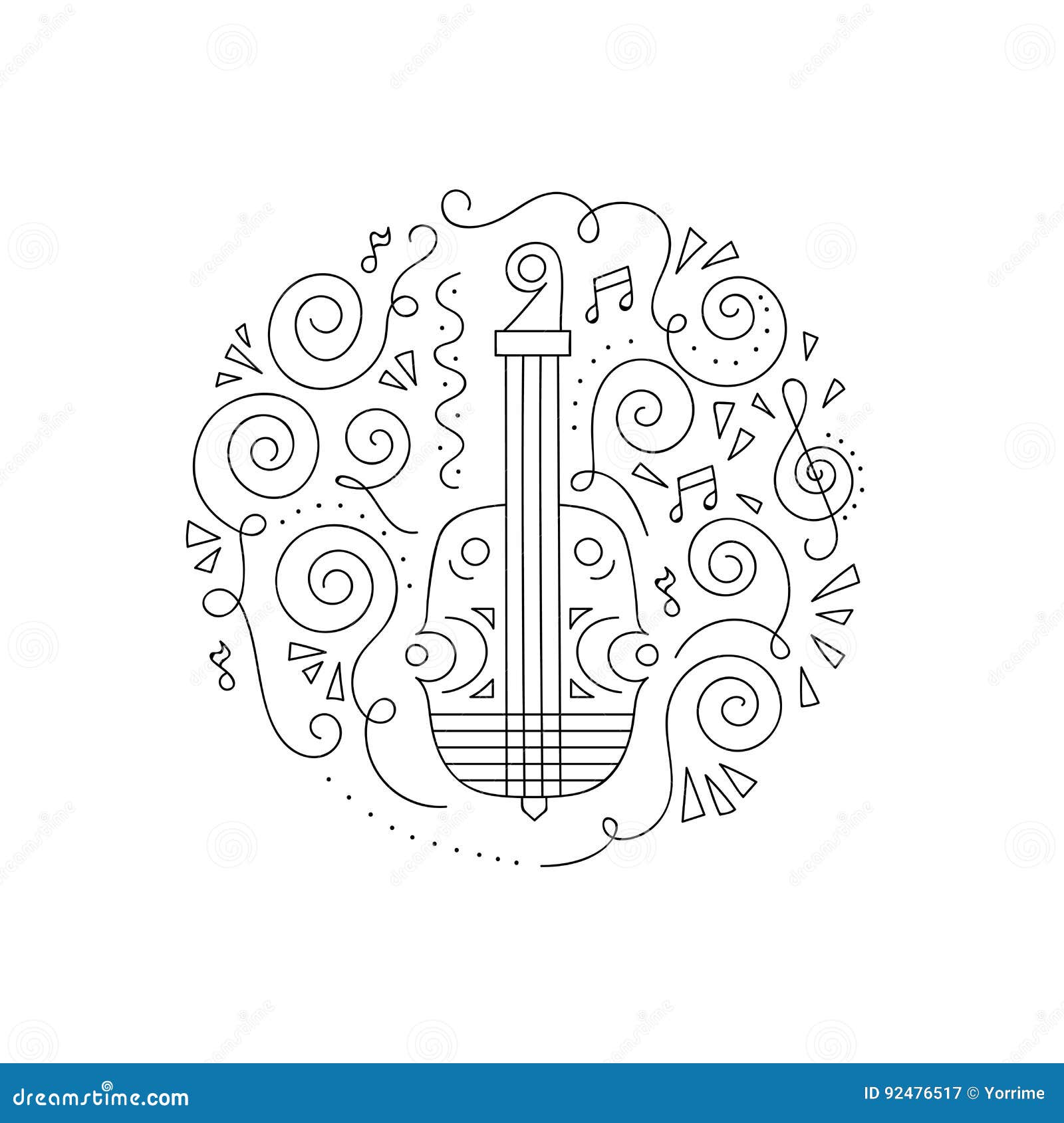 Doodle Violin Coloring Page. Stock Vector - Illustration of book, media ...