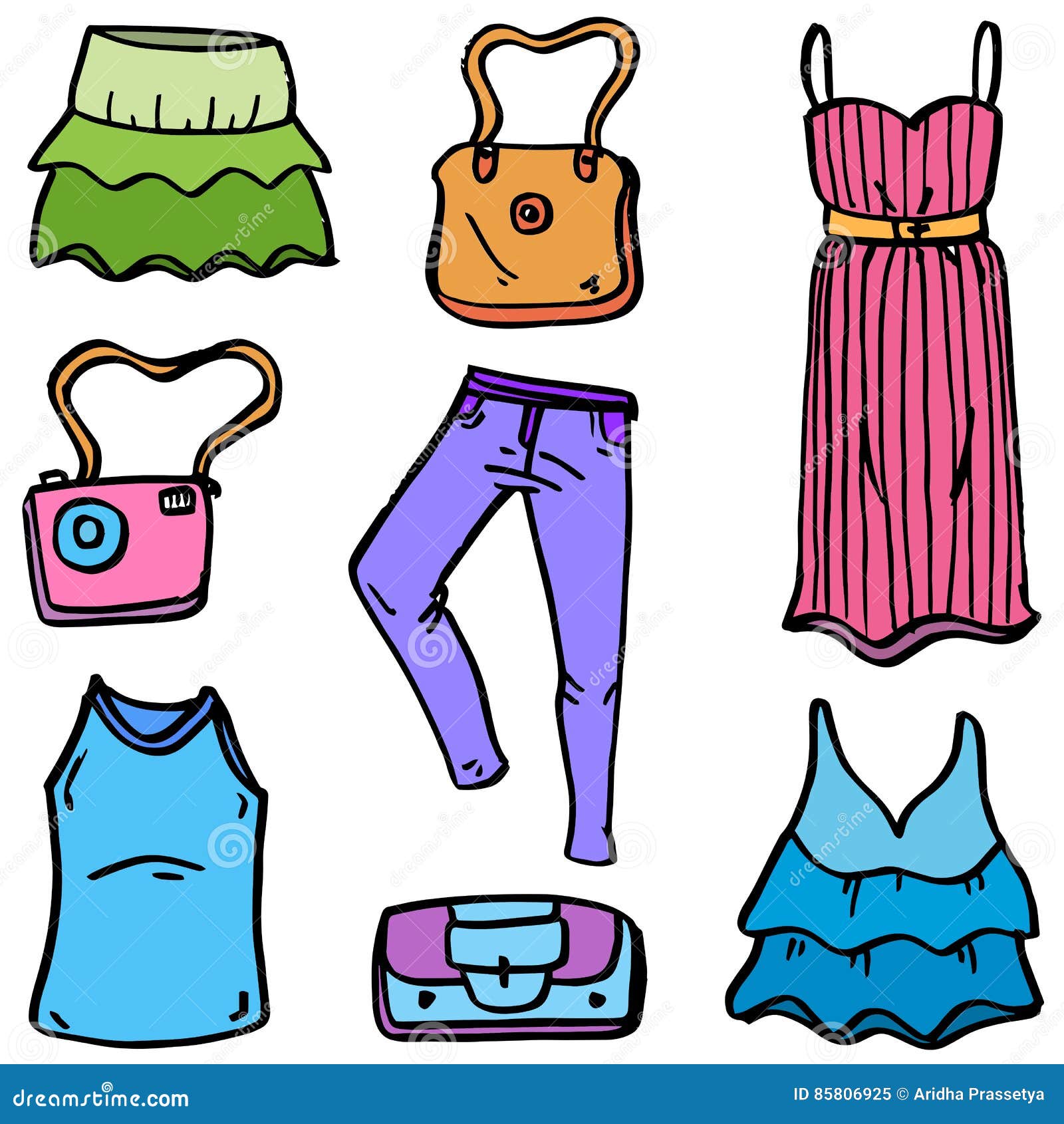 Doodle of Women Clothes Style Vector Art Stock Vector - Illustration of ...