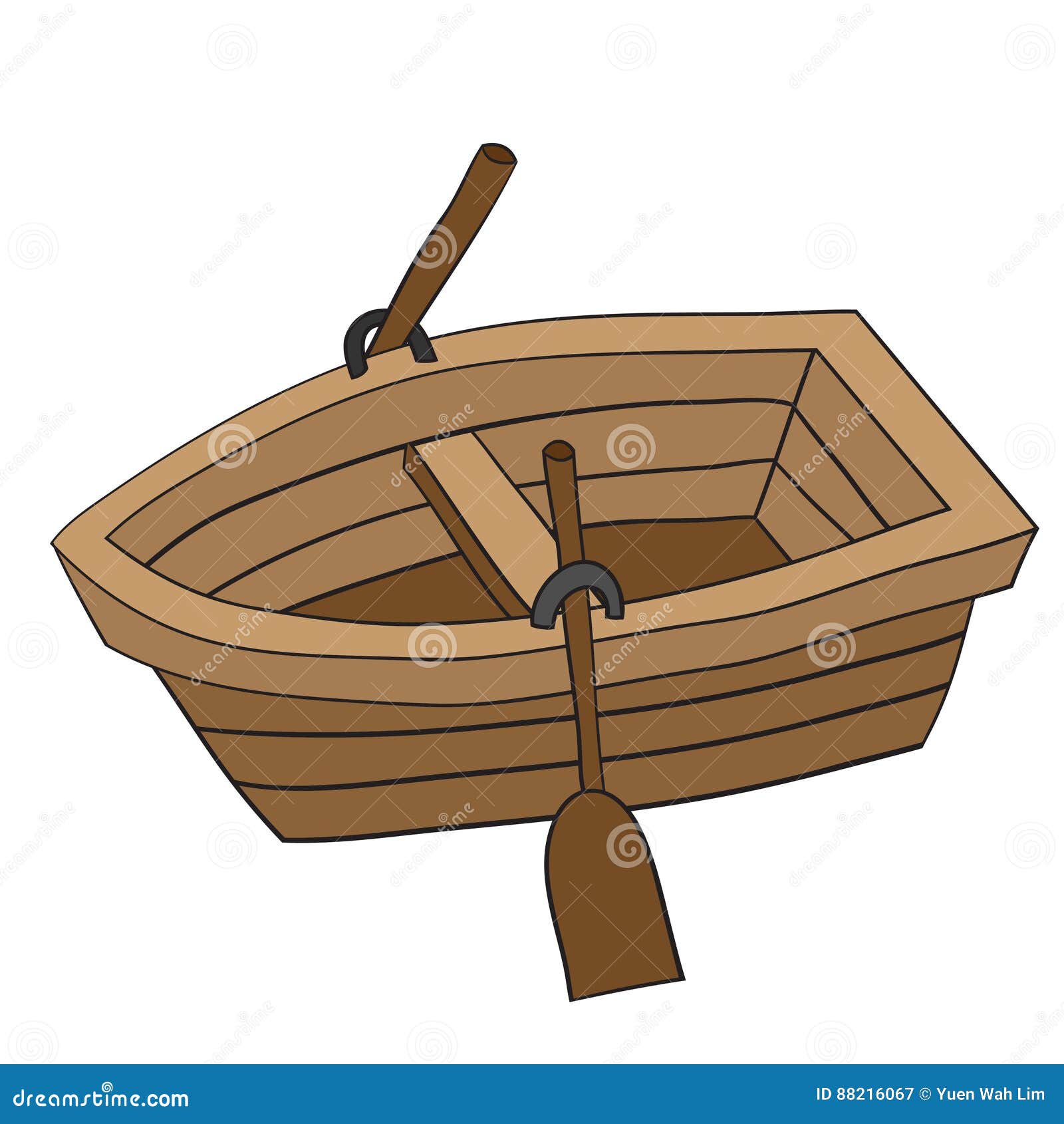 doodle of wooden row boat