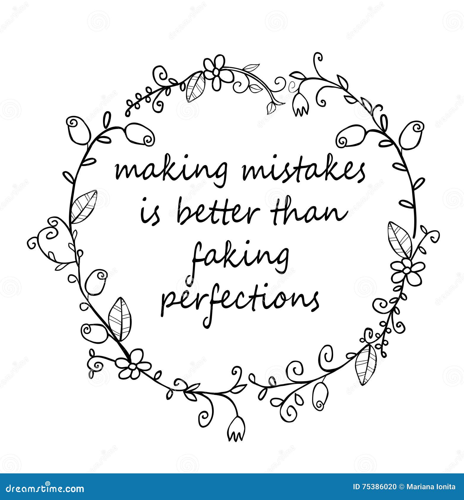 Doodle Wreath with Inspirational Quote Stock Photo Illustration of