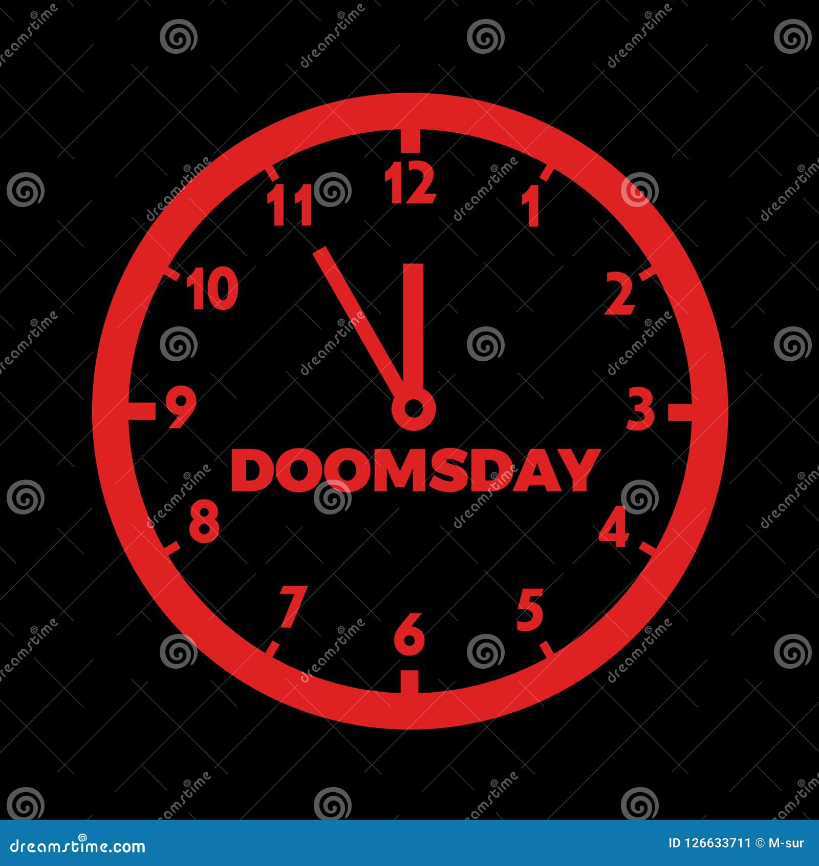 Doomsday clock stock vector. Illustration of black, breakdown - 1266337111600 x 1690