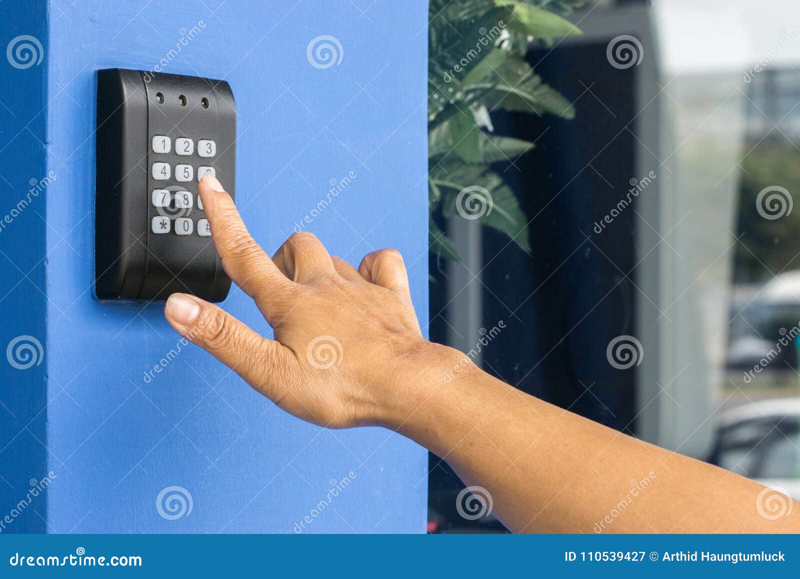 Door Access Control Young Woman Holding A Key Card To Lock And