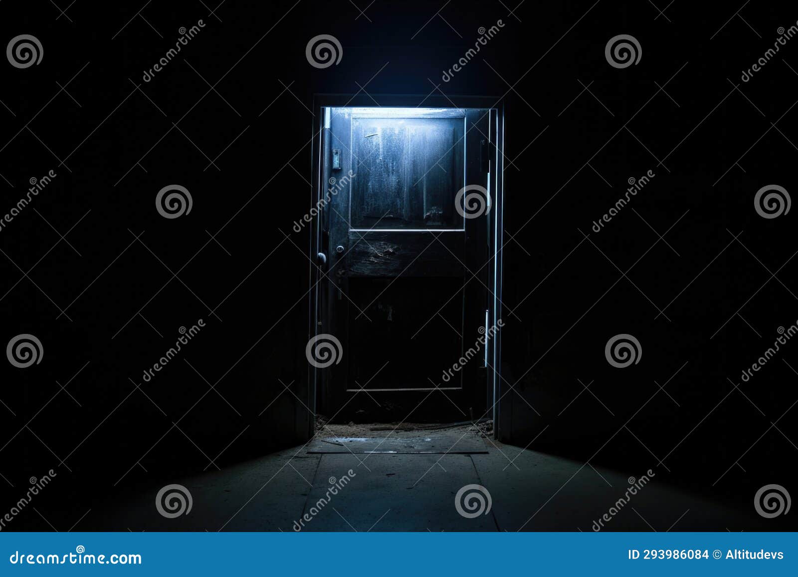 A Door Ajar with a Dark Room Behind Stock Photo Image of secrecy, suspense 293986084