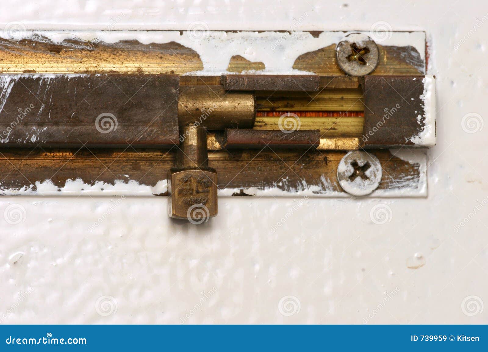 Door bolt stock image. Image of slot, painted, grain, flat 739959