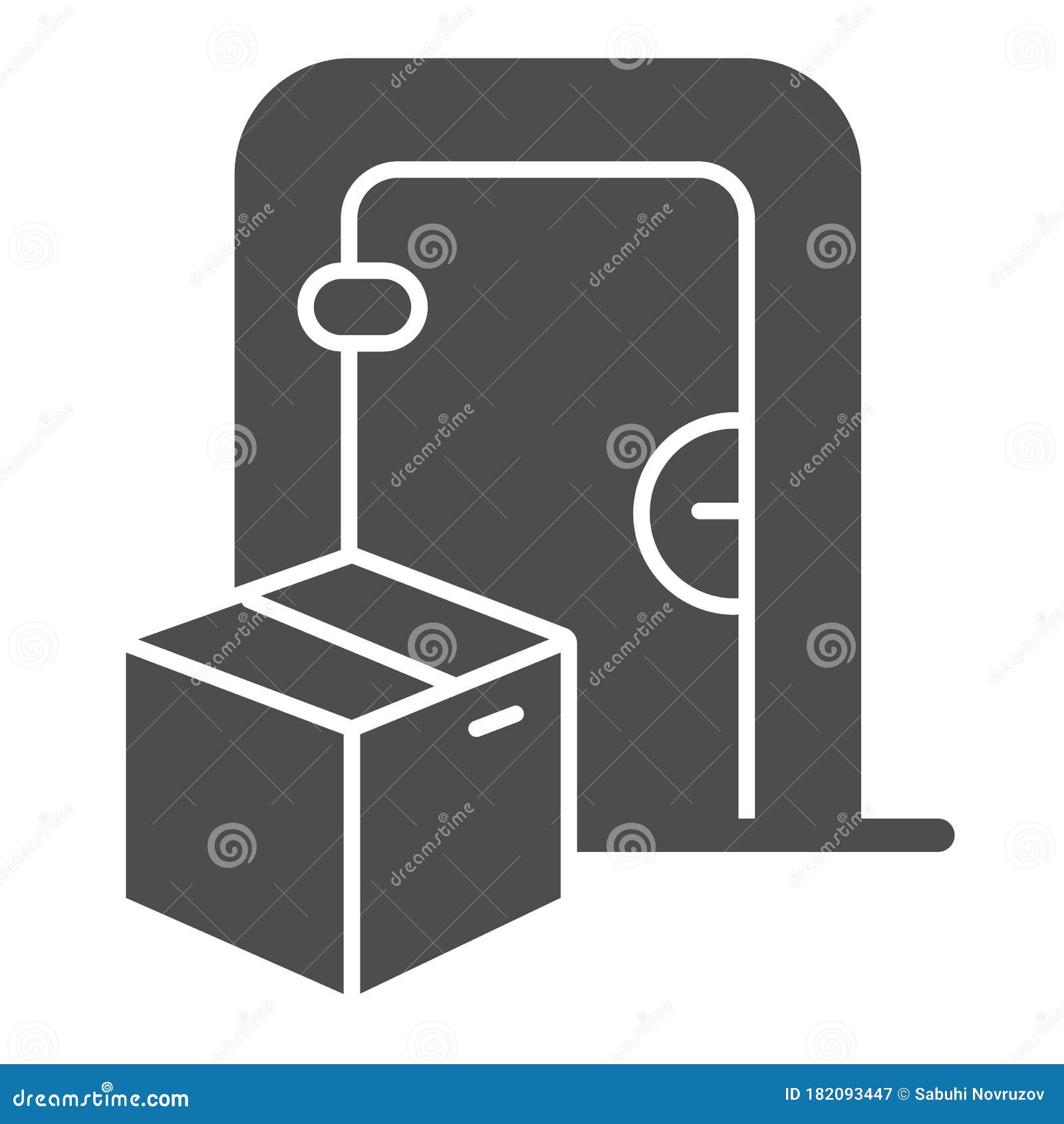 Door And Cardboard Package Solid Icon Logistics Delivery Symbol Parcel Box Delivery To The Door Vector Sign On White Stock Vector Illustration Of Container Shipment